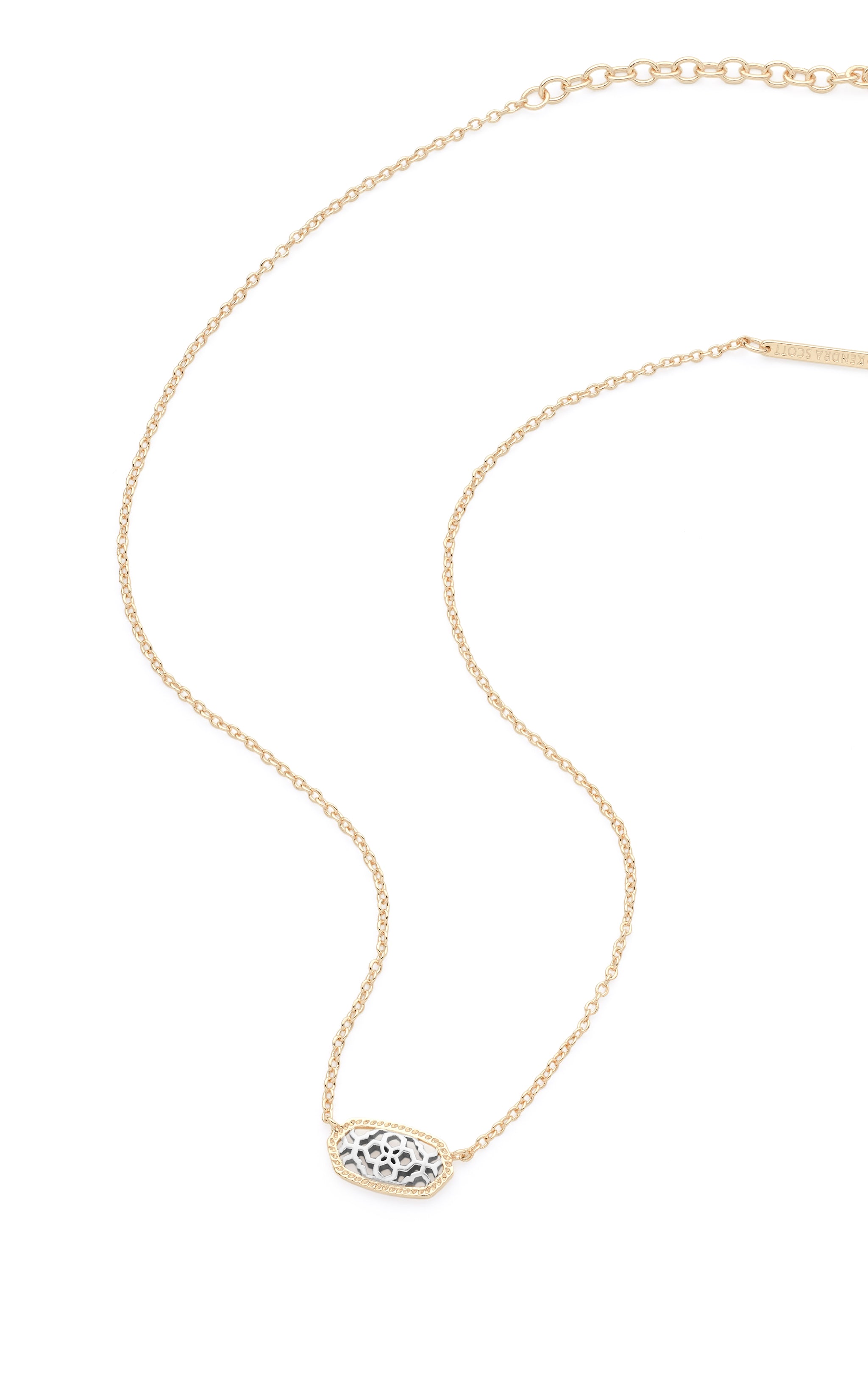 Kendra Scott Elisa Oval Filigree Pendant Necklace in Gold and Rhodium