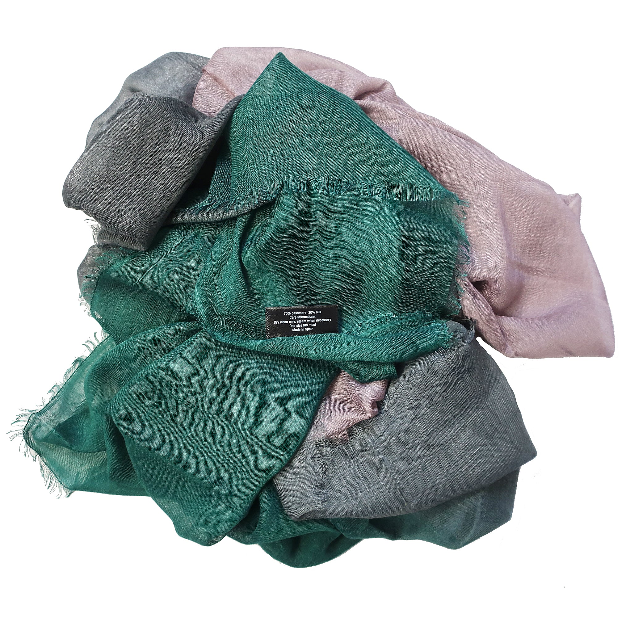 Blue Pacific Dream Cashmere and Silk Scarf in Teal, Slate, and Pink 47 x 37