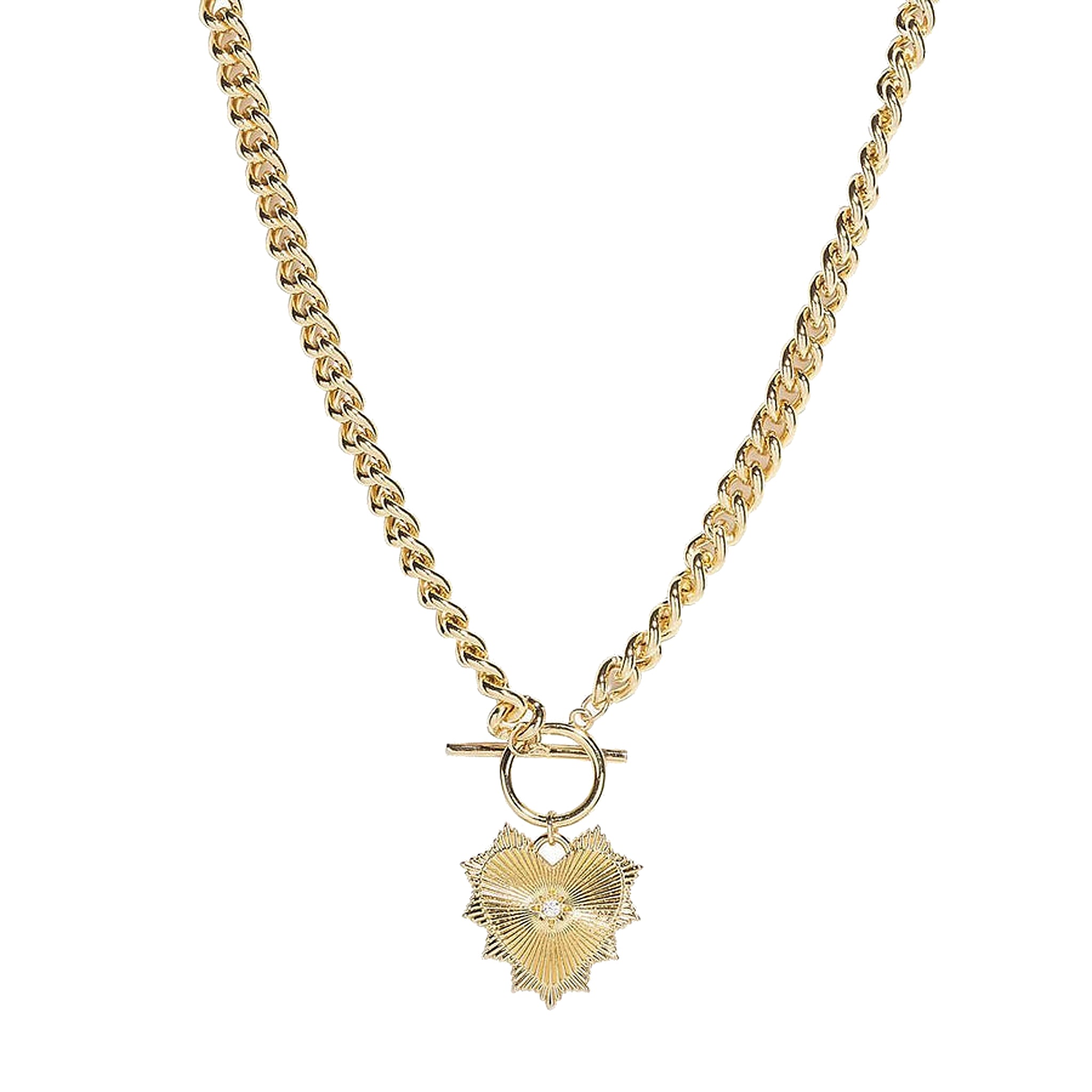 Five and Two Nova Heart Pendant Necklace in 14k Gold Plated