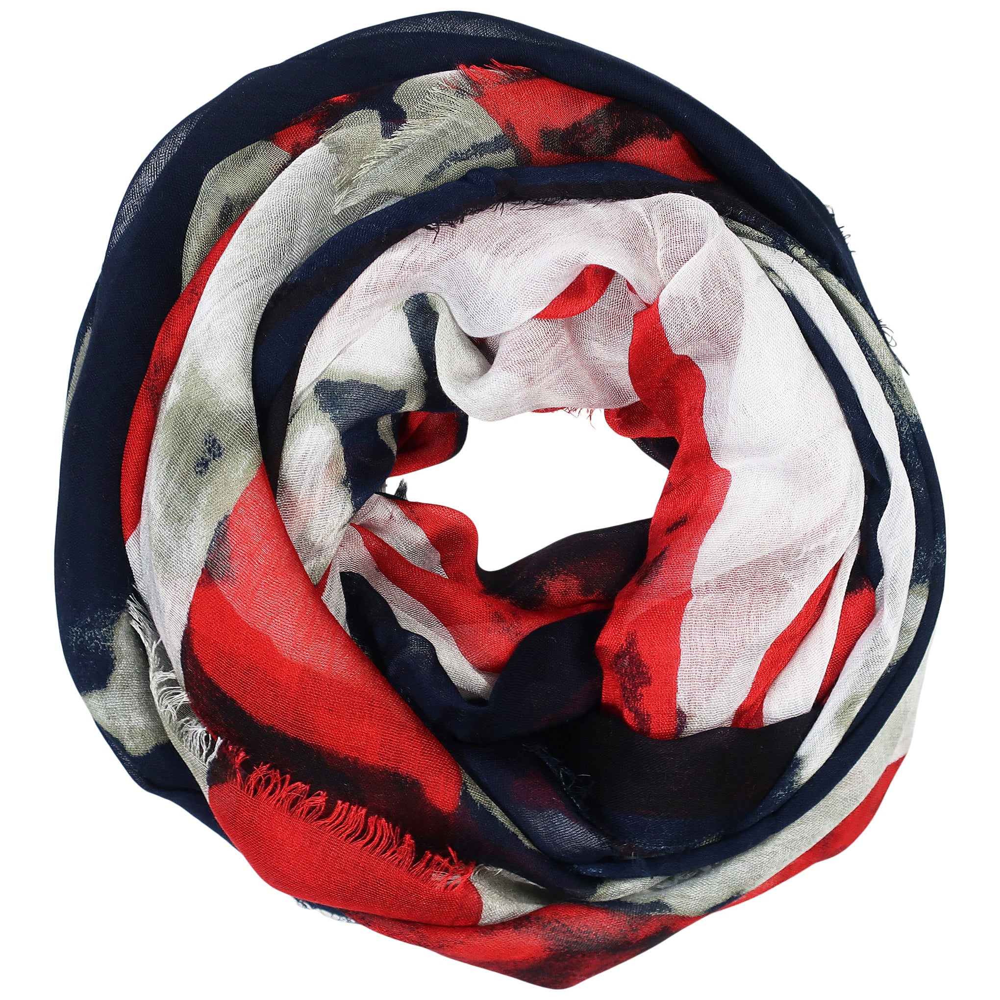 Blue Pacific American Girl Tapestry Cashmere and Silk Scarf in Red White Blue