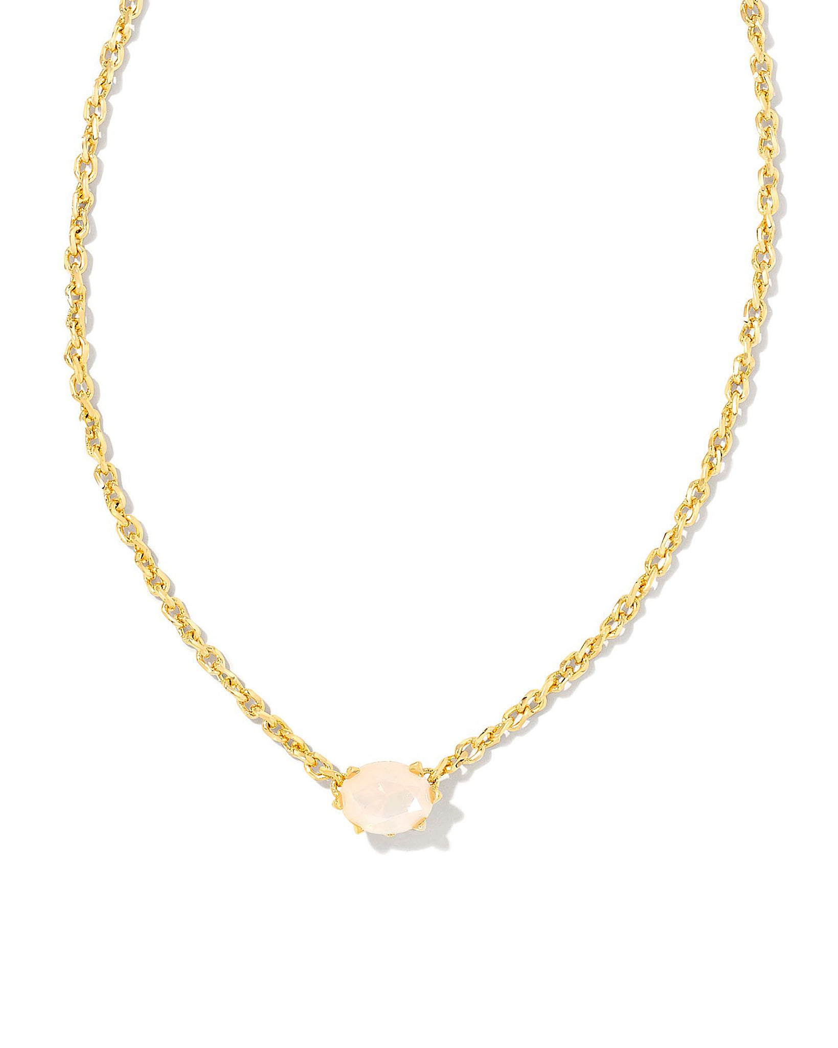 Kendra Scott Cailin Oval Pendant Necklace in Champagne Opal Crystal and Gold