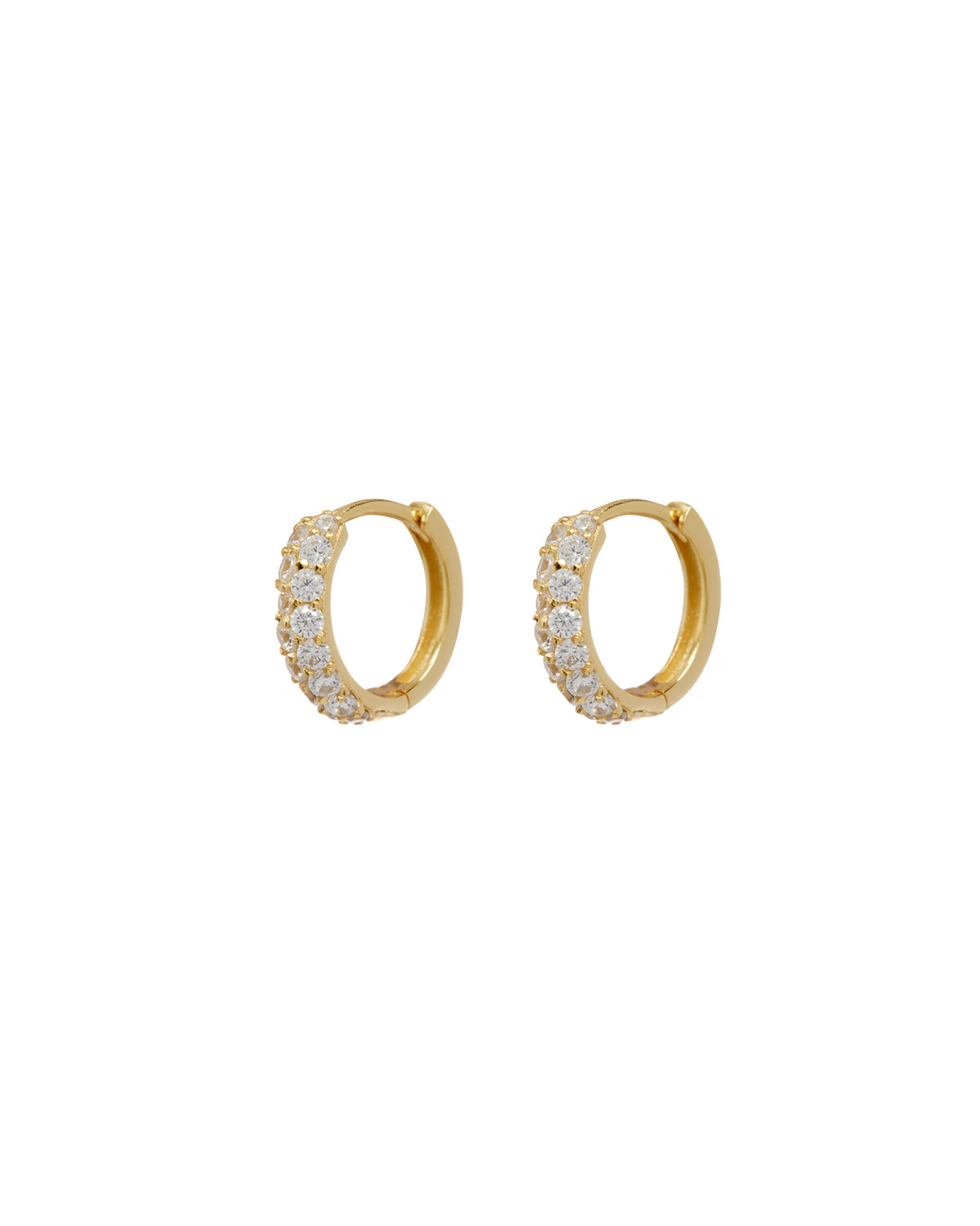 Luv Aj Baby Pave Huggie Hoop Earrings in CZ and Polished 14k Antique Gold Plated