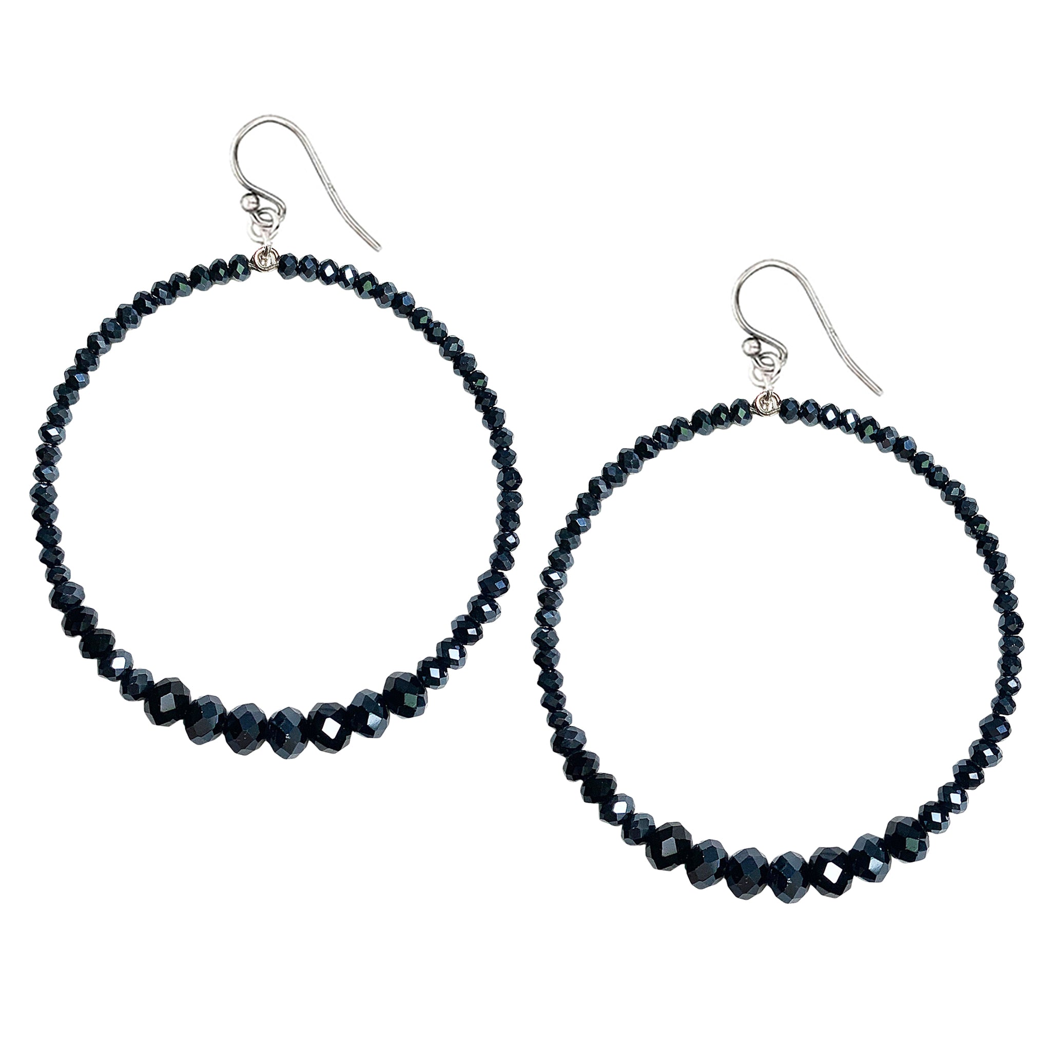 Chan Luu Silver Hoop with Graduated Midnight Blue Crystals