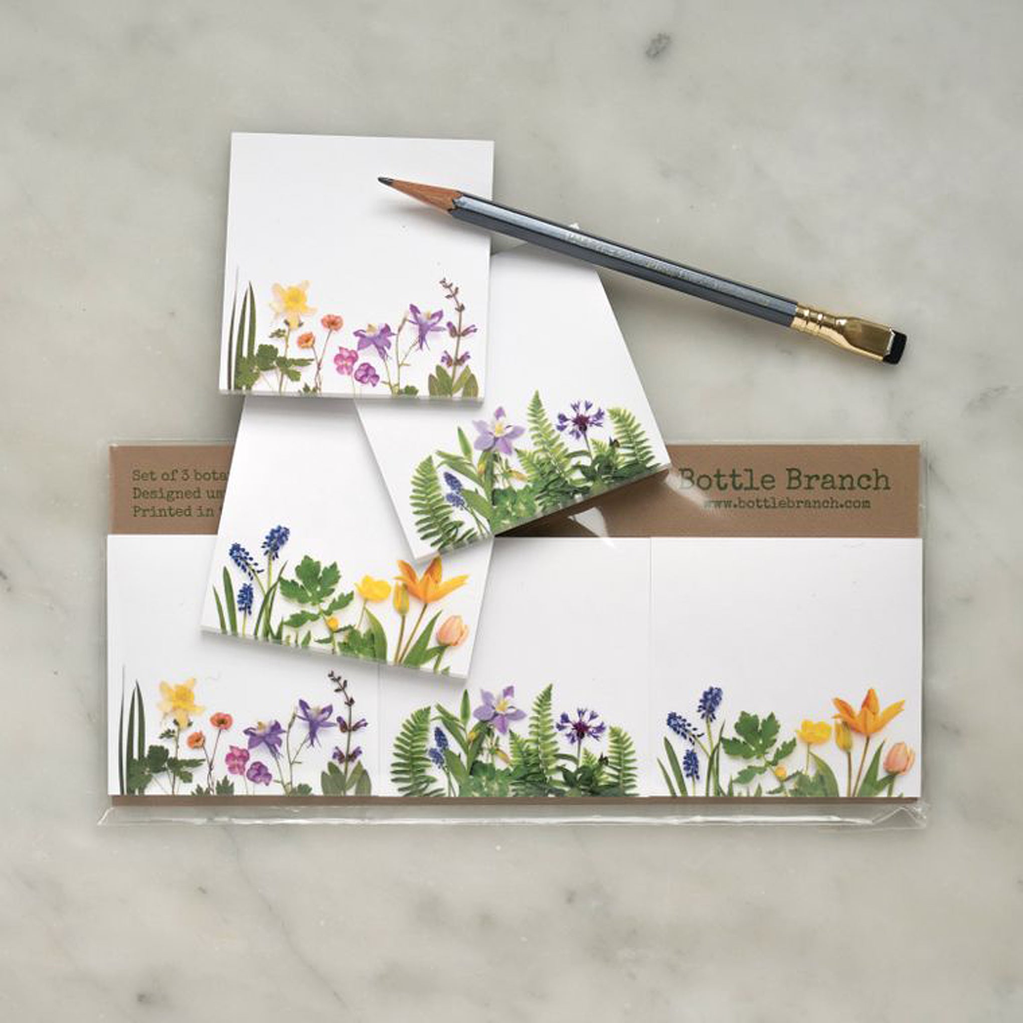 Set of 3 Botanical Photography Sticky Note Set in Rainbows and Greenery