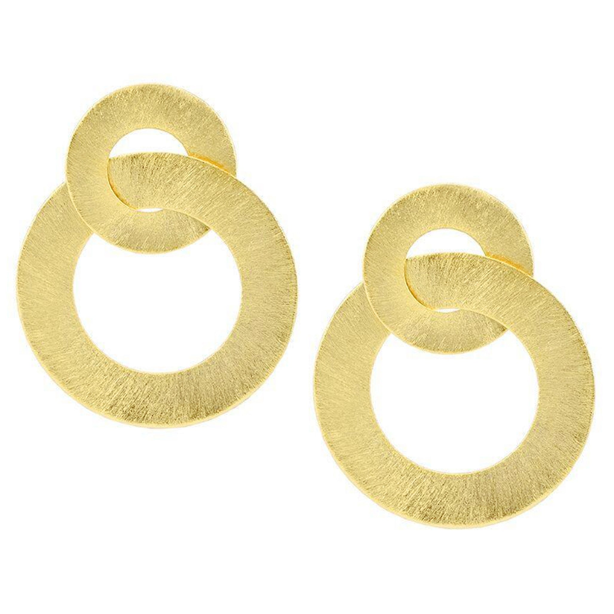 Primary Front View of Sheila Fajl Anna Double Hoop Circle Earrings in Brushed 18K Gold Plated