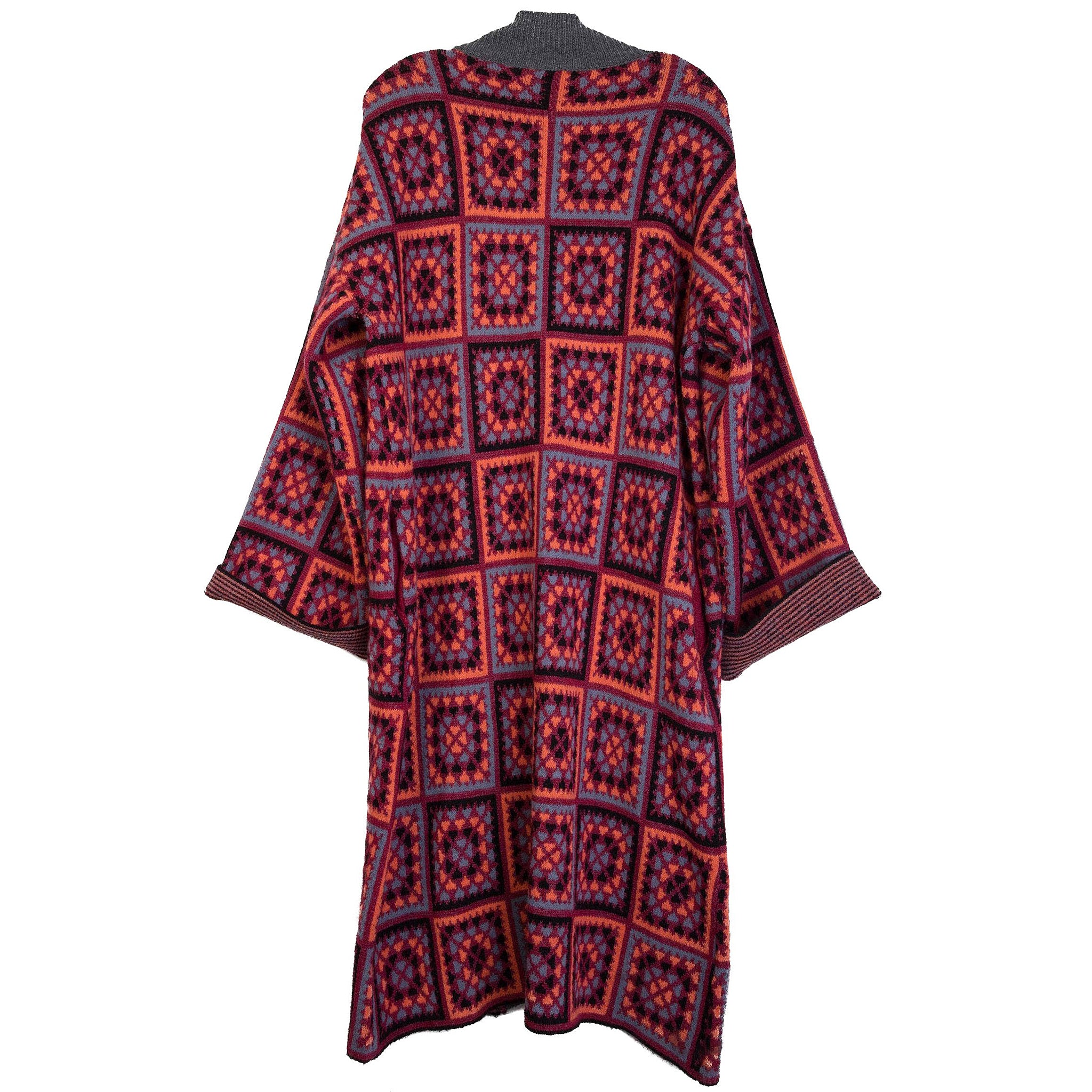 Saachi Knitted Square Patch Kimono Sweater in Red