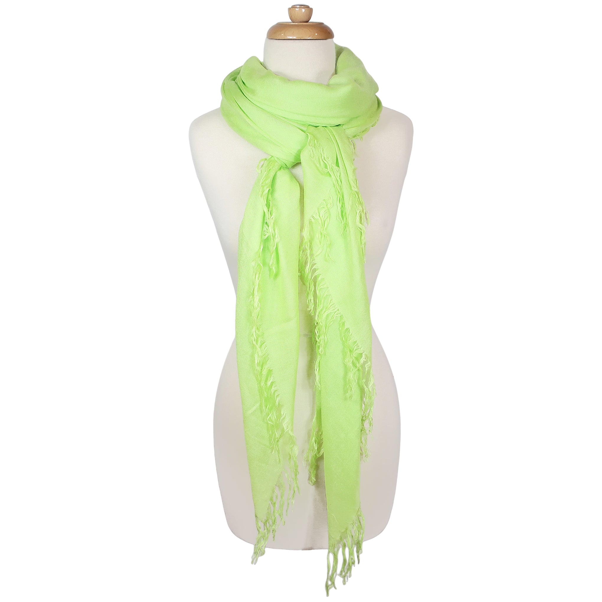 Blue Pacific Tissue Solid Modal and Cashmere Scarf Shawl in Lime Green