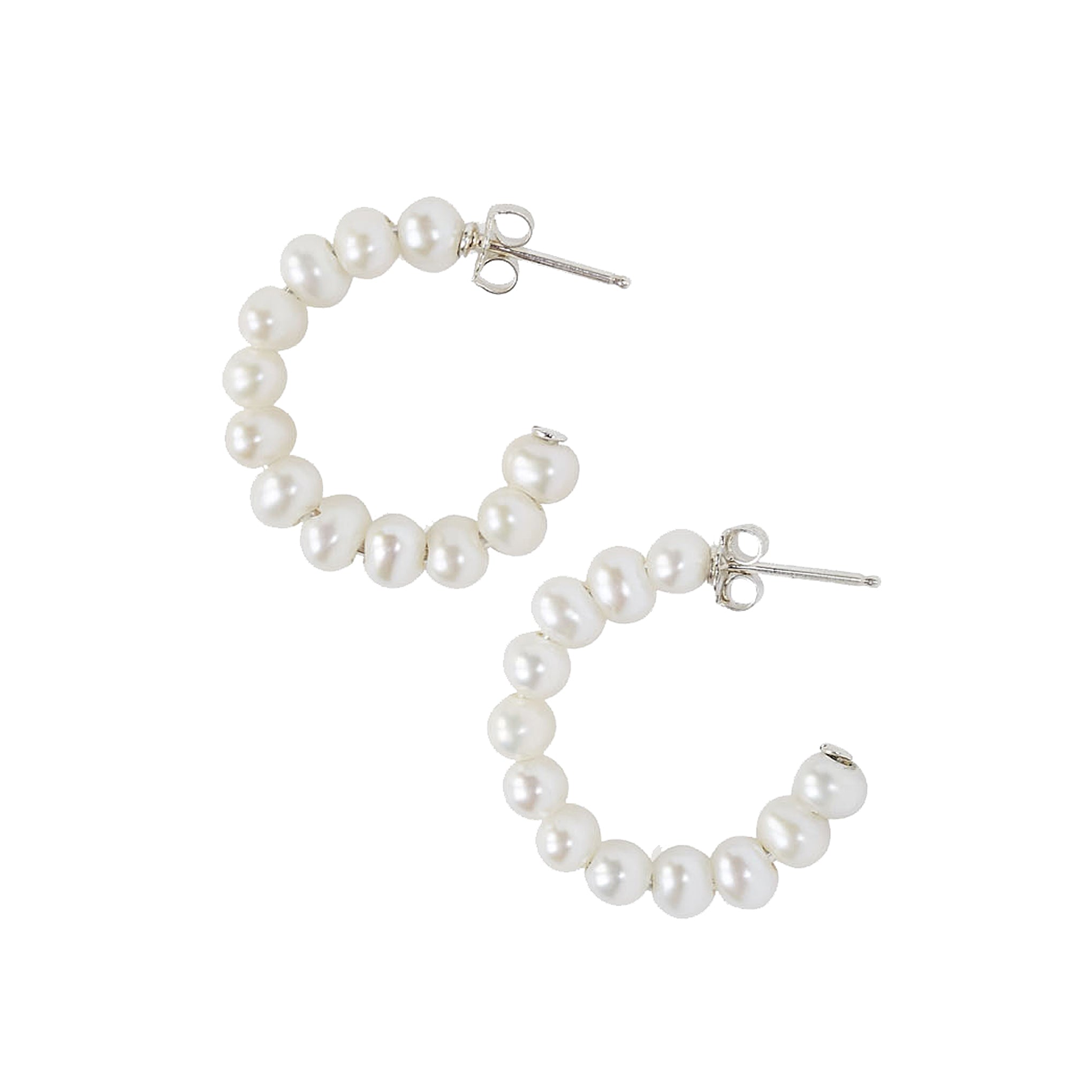 Chan Luu Small Holly Hoop Earrings in White Pearl and Sterling Silver