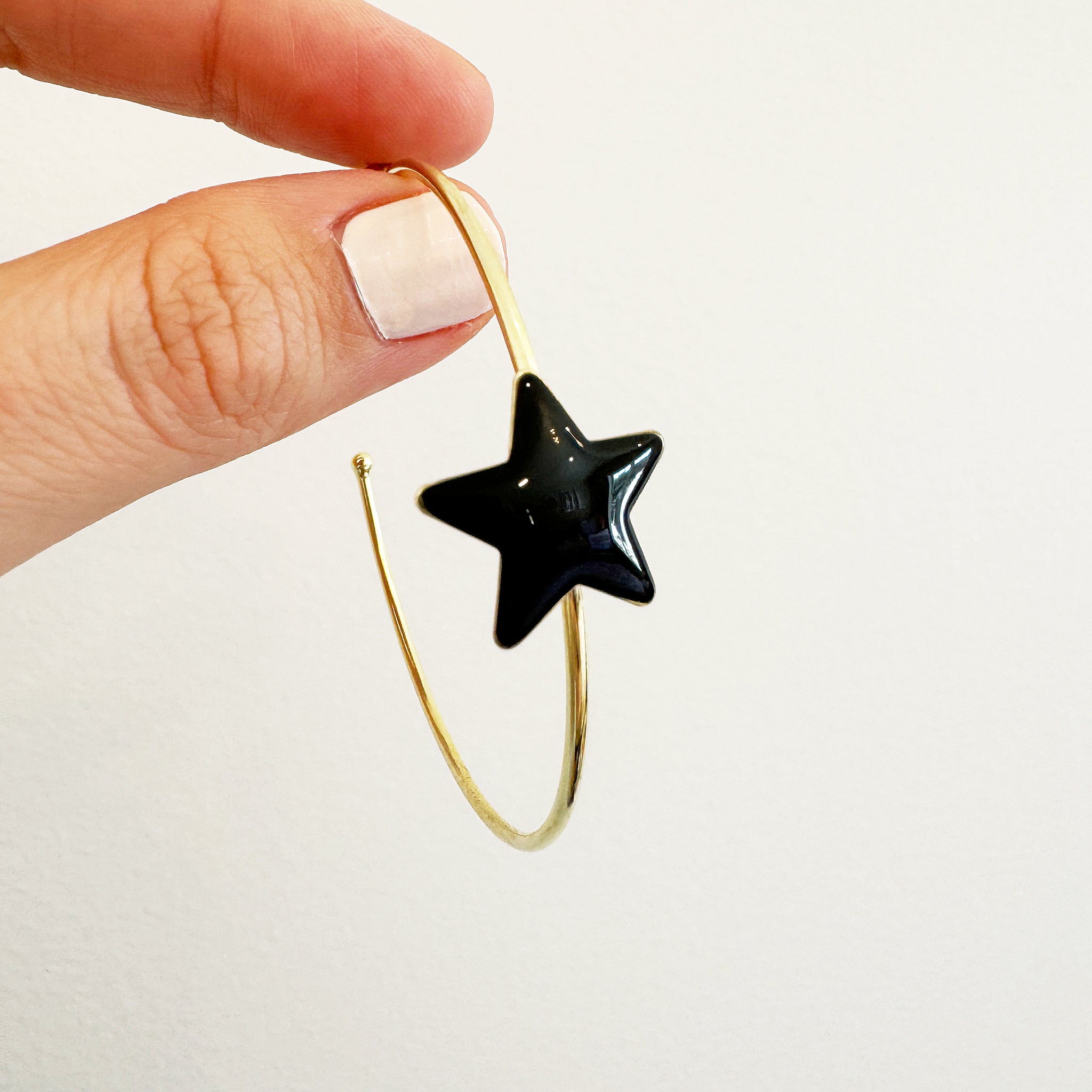 Sheila Fajl Ursa Star Hoops in Black Resin and Gold Plated