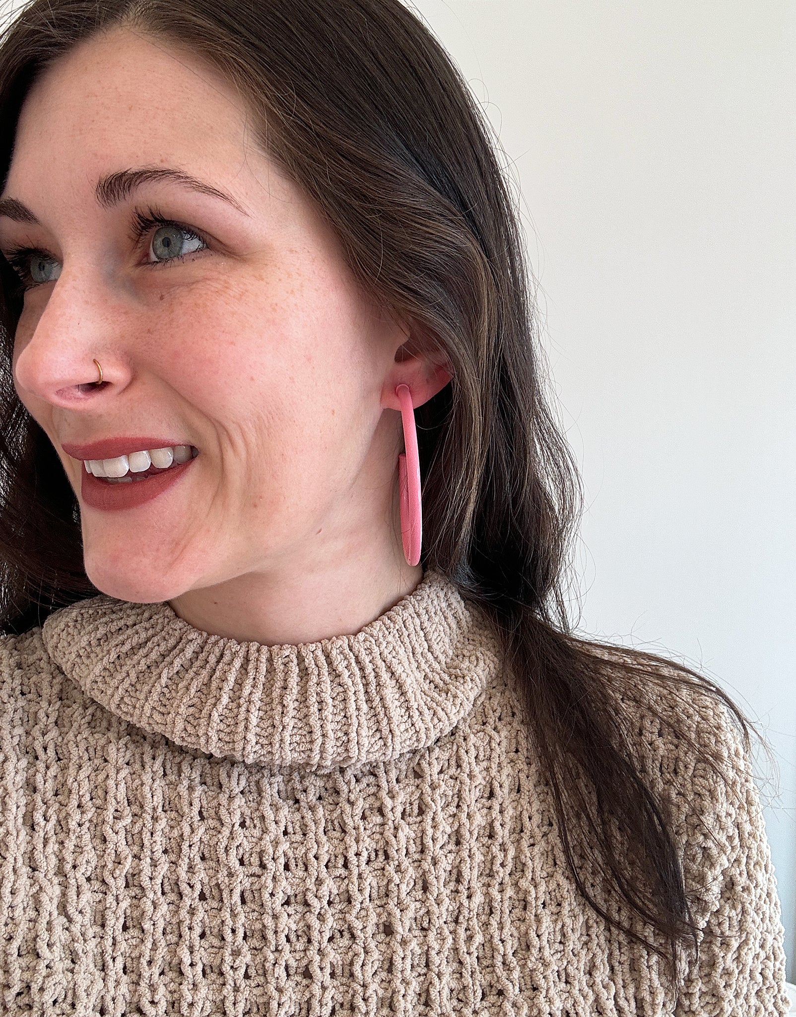 Sheila Fajl 2.5 Inch Everybody's Favorite Hoop Earrings in Painted Pink