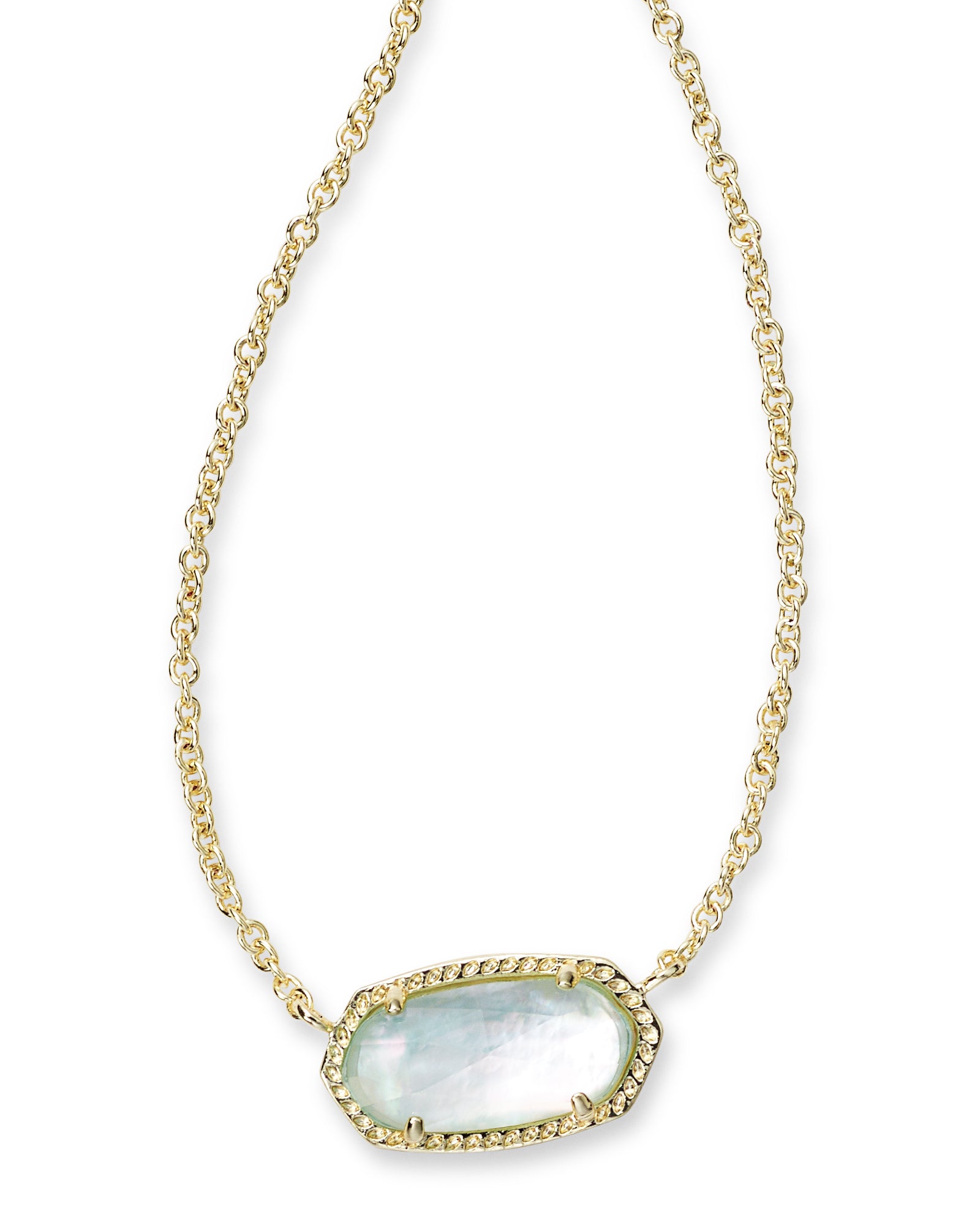 Kendra Scott Elisa Oval Pendant Necklace in Light Blue Illusion and Gold