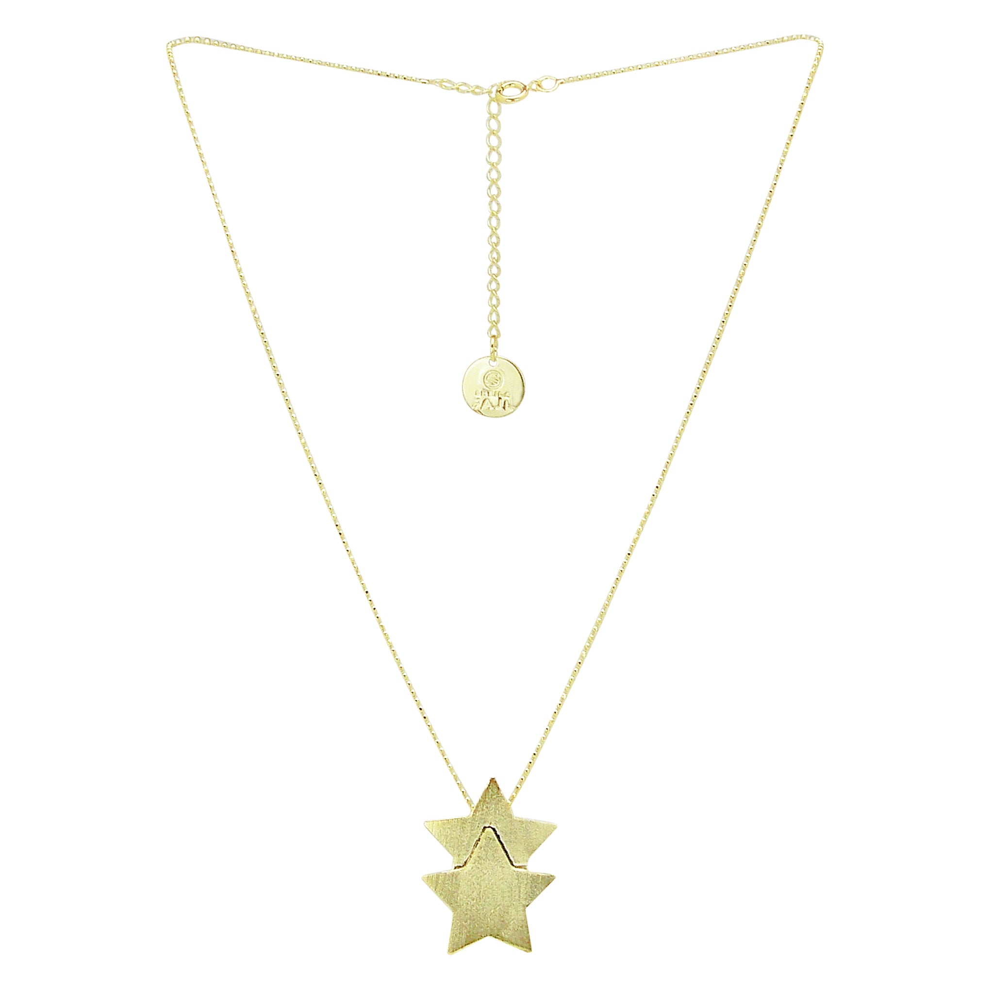 Full image of Sheila Fajl Castor Double Star Pendant Necklace in Gold Plated