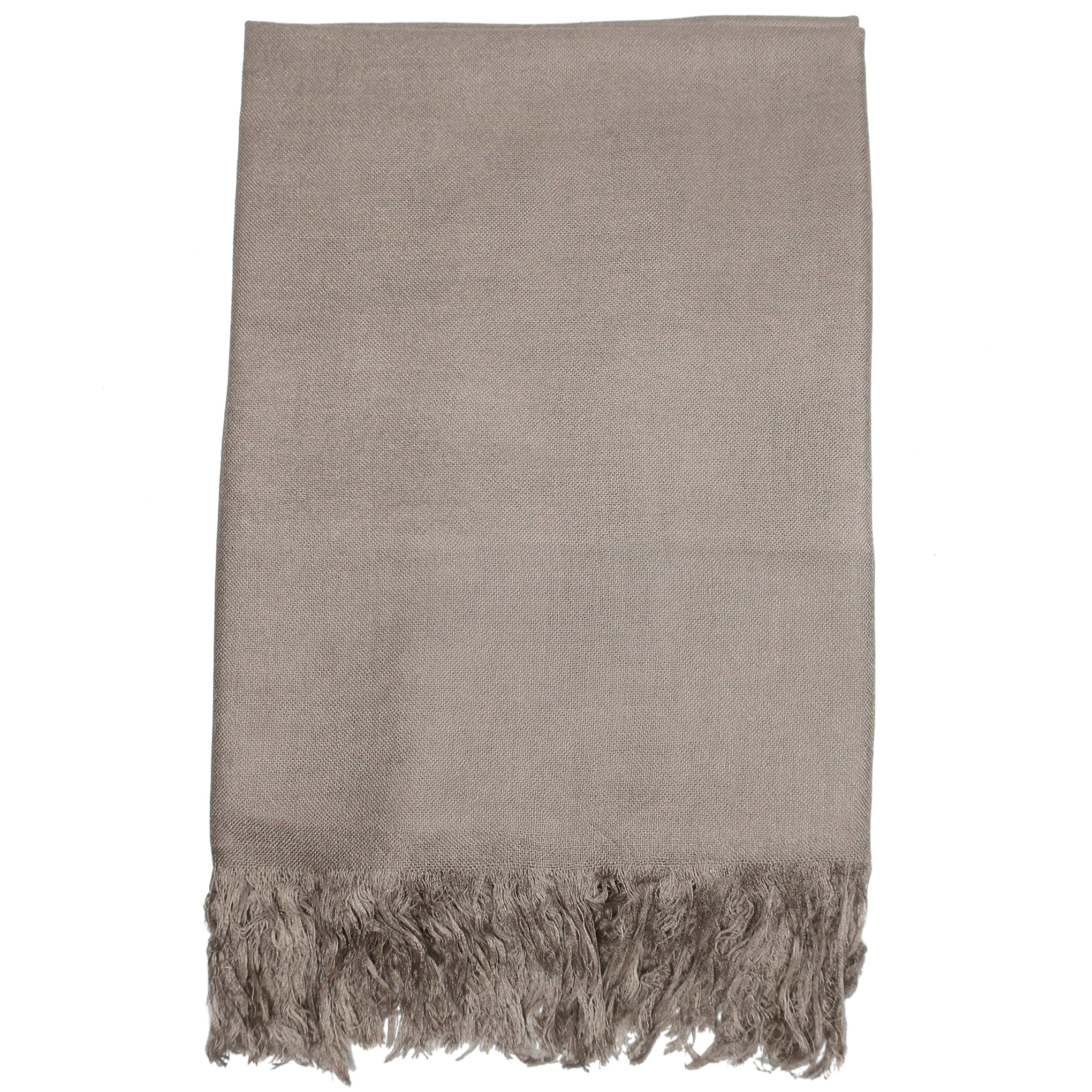 Blue Pacific Tissue Solid Modal and Cashmere Scarf Shawl in Khaki