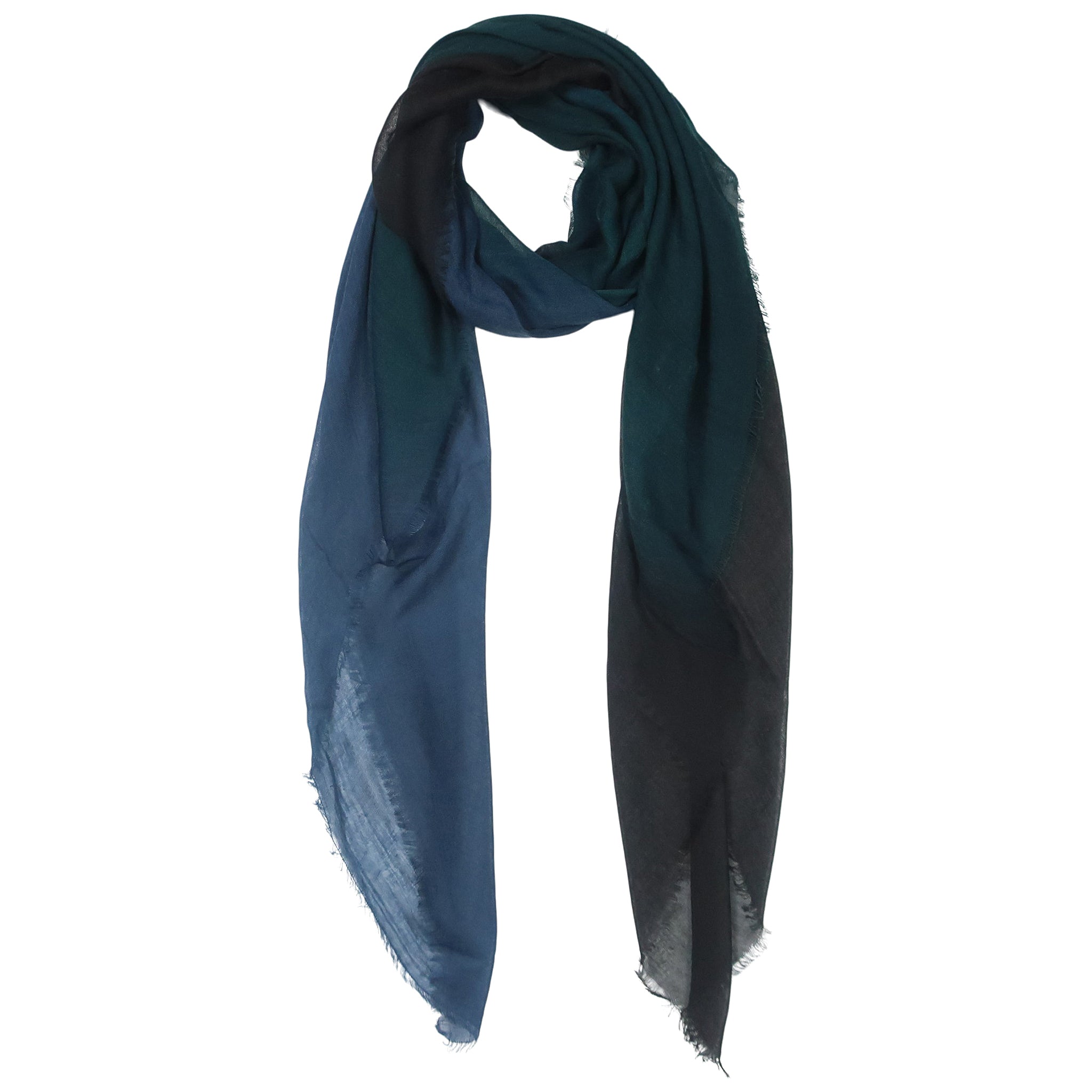 Blue Pacific Dream Cashmere and Silk Scarf in Blue and Teal 47 x 37