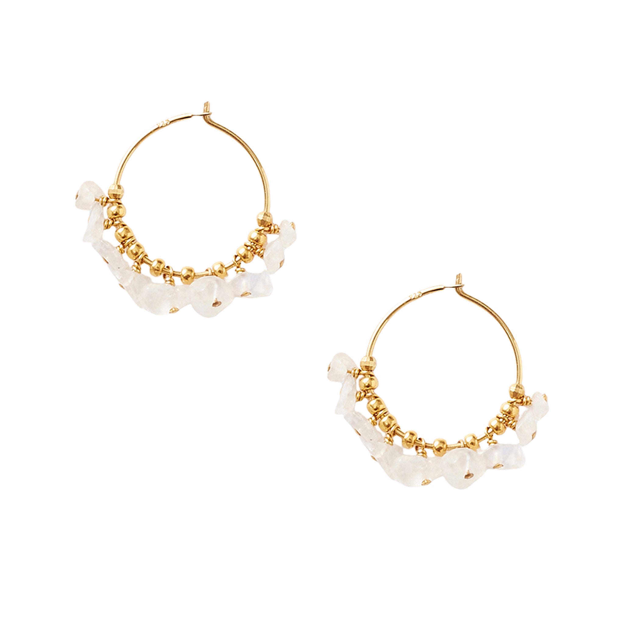 Chan Luu Heishi Small Hoop Earrings in Moonstone and Gold