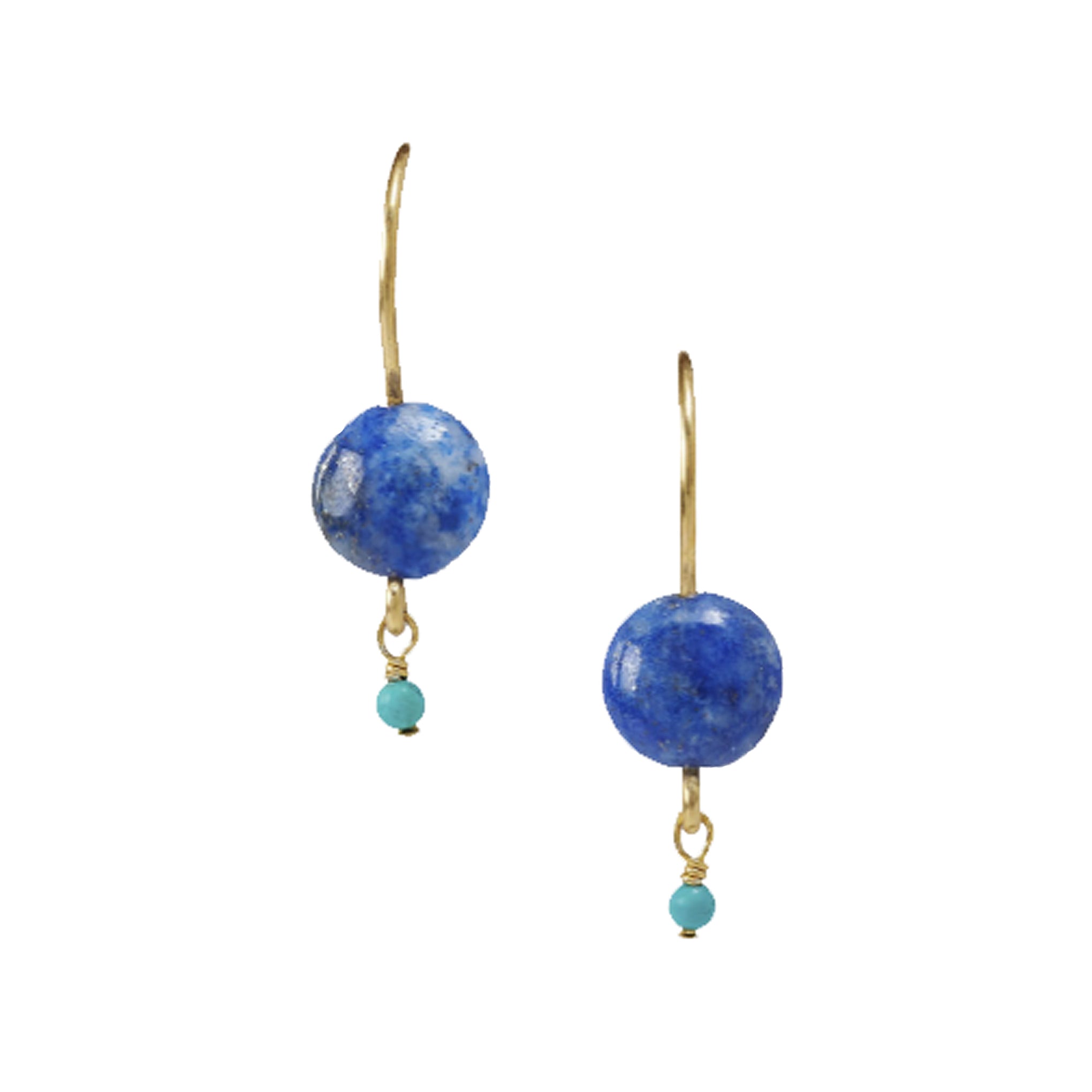 Chan Luu Petite Dangle Thick Circle Charm Earrings in Blue Lapis and Gold Vermeil