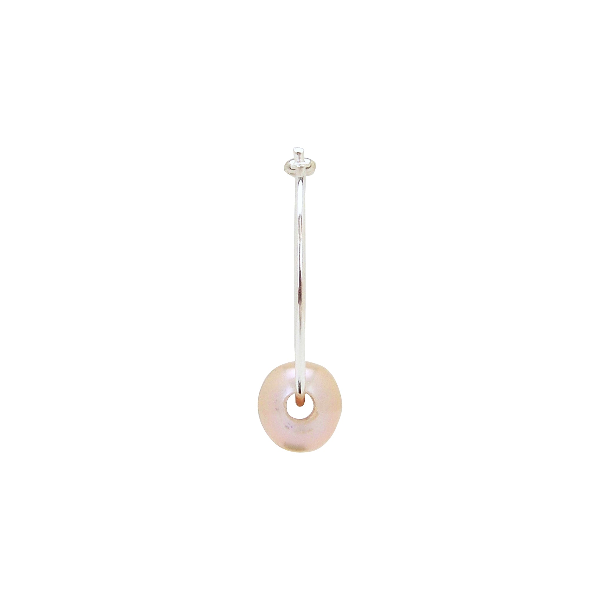 Chan Luu Petite Silver Hoop Earrings with Pink Pearl