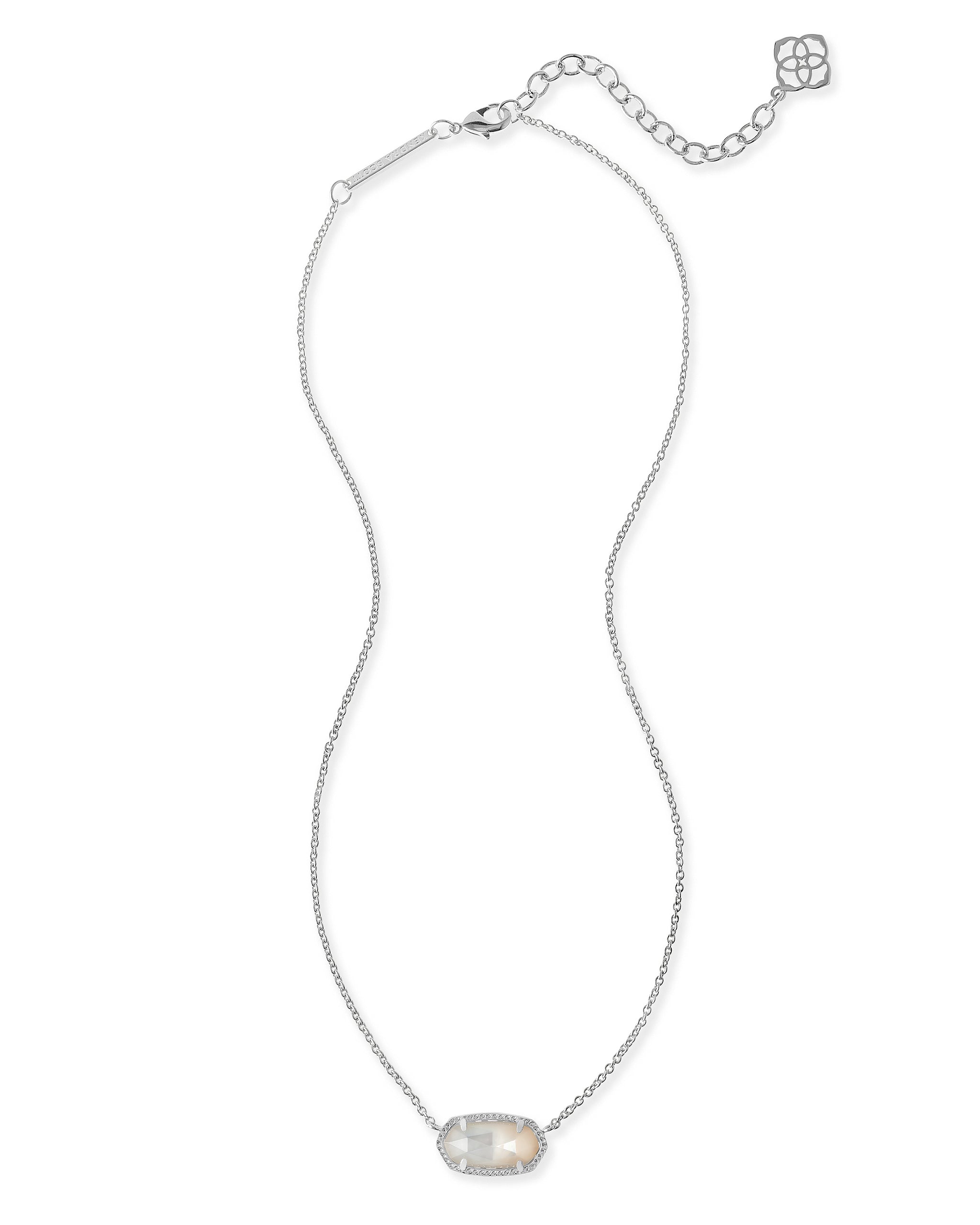 Kendra Scott Elisa Oval Pendant Necklace in Ivory Pearl and Rhodium