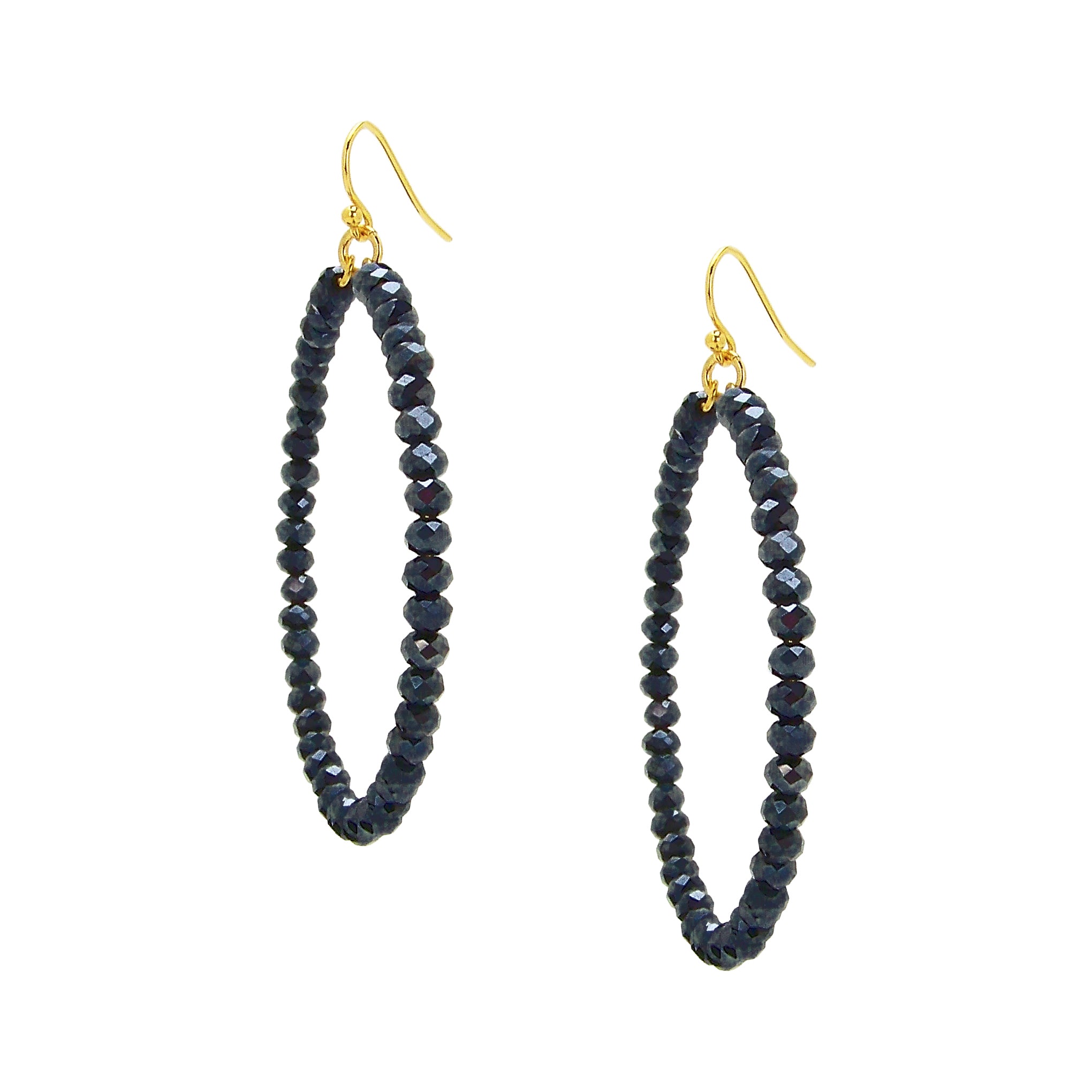 Chan Luu 2.25 Inch Gold Hoop Earrings in Midnight Blue Crystals