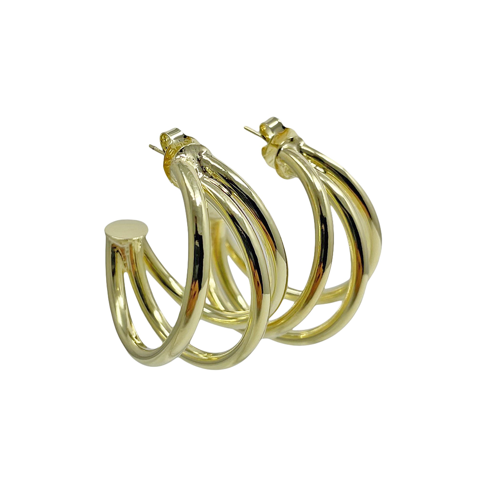 Sheila Fajl Claire Triple Hoop Earrings in Polished Gold Plated