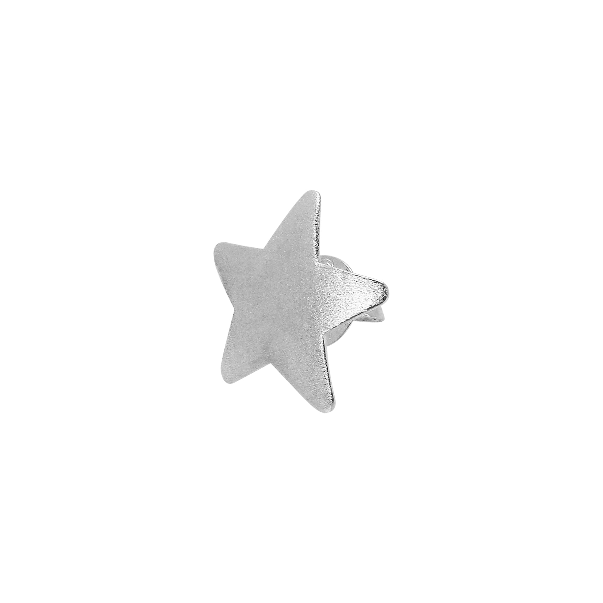 single 45 degree angle image of Sheila Fajl Lana Star Stud Earrings in Brushed Silver Plated