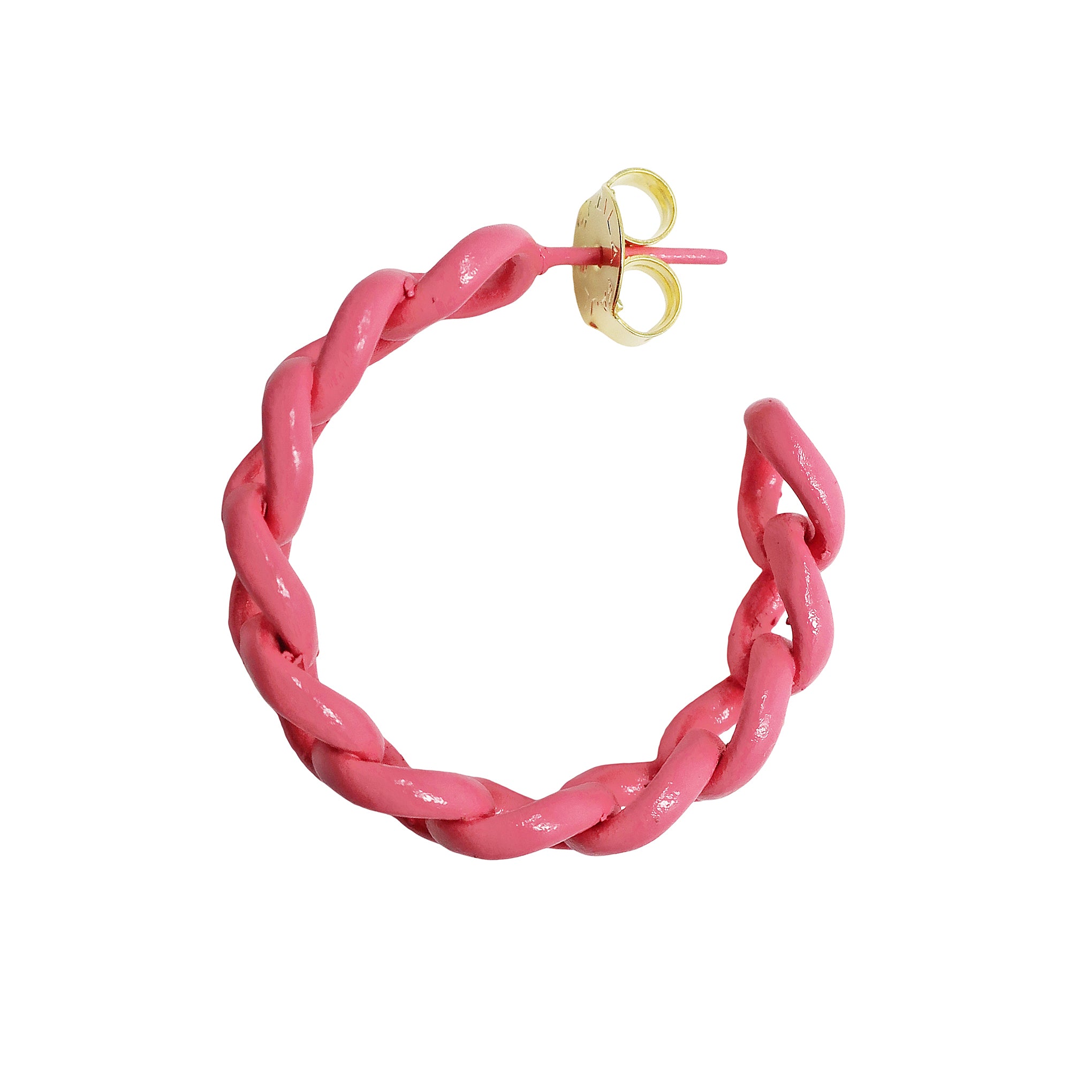 Sheila Fajl Petite Painted Chain Hoop Earrings in Pink