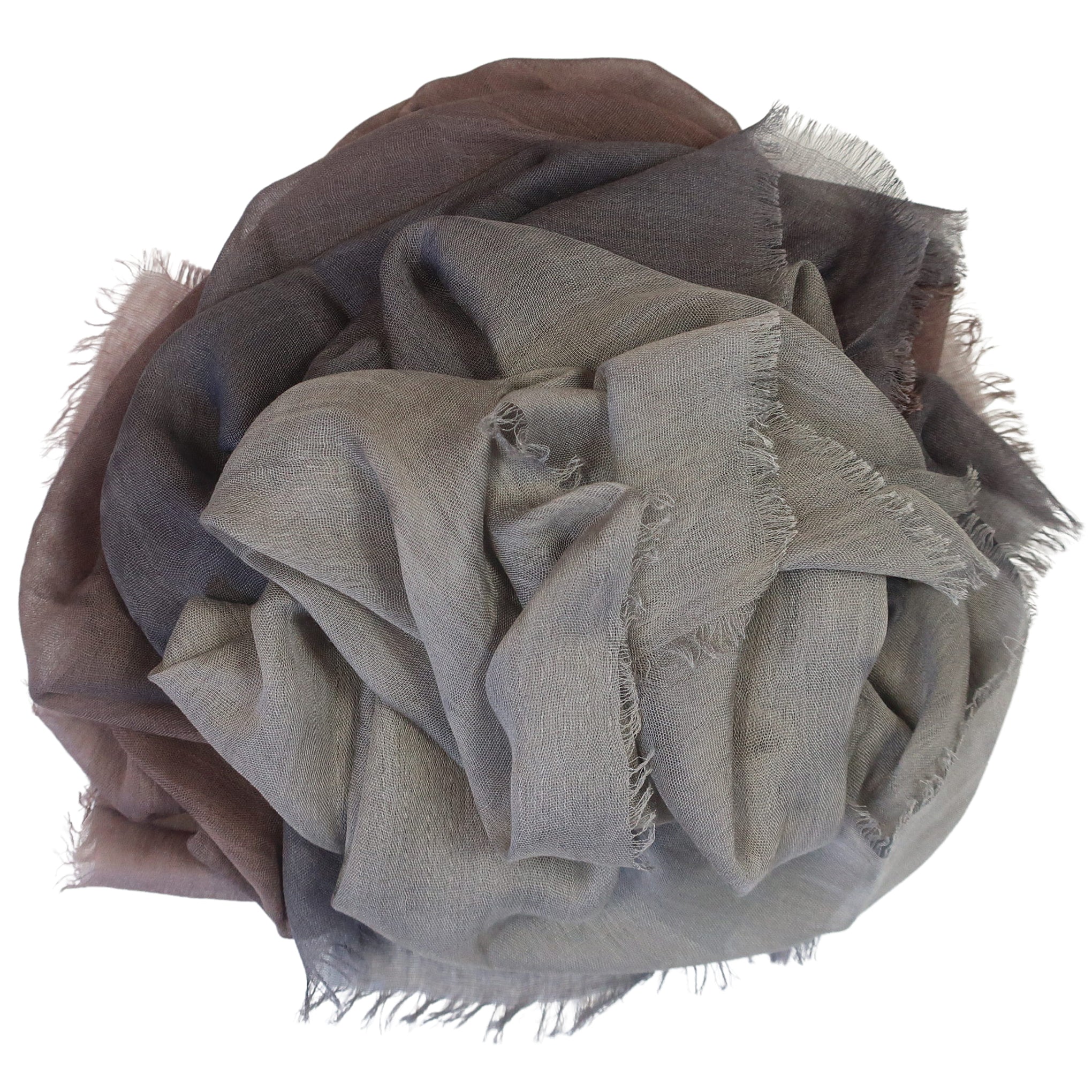Blue Pacific Dream Cashmere and Silk Scarf in Desert Taupe 47 x 37