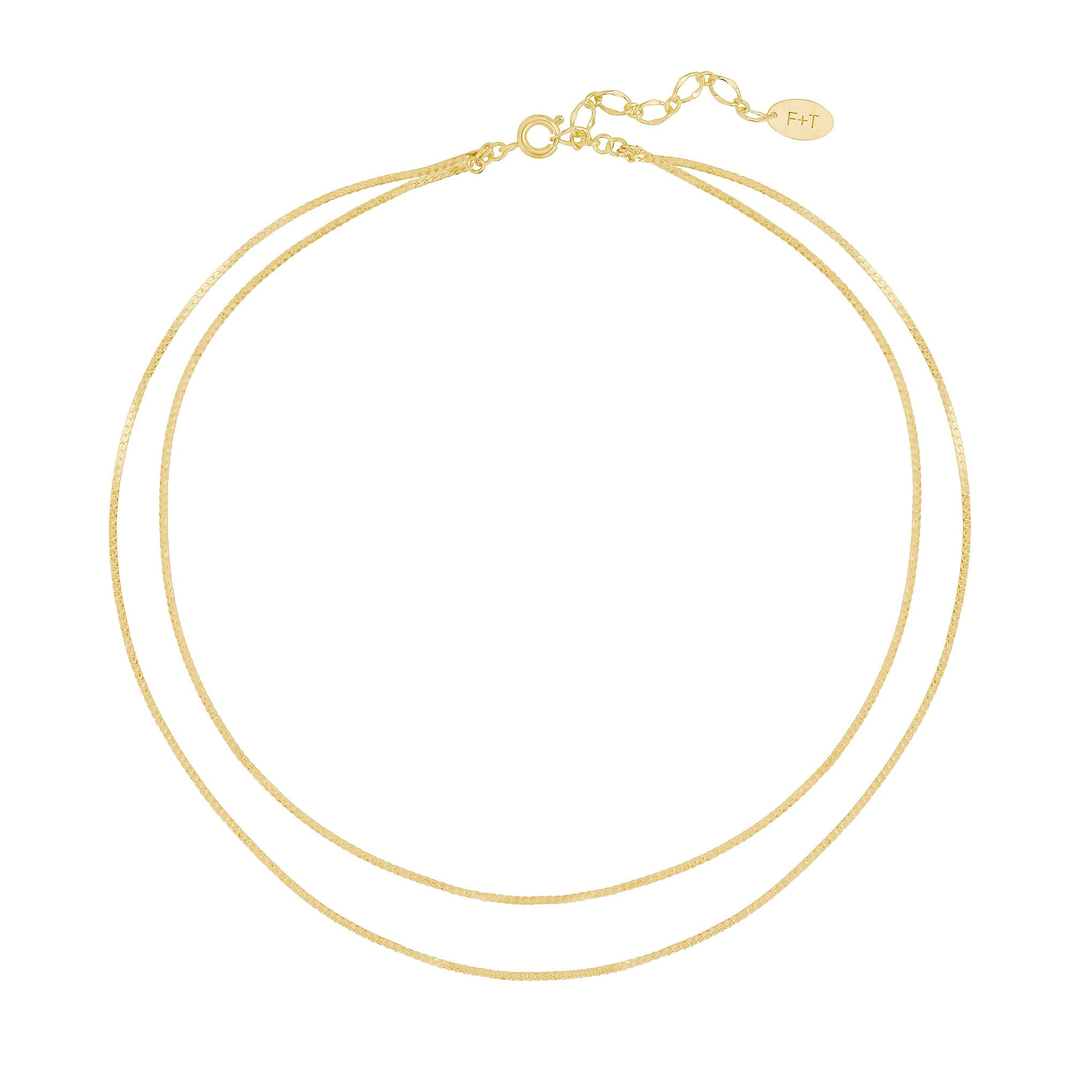 Five and Two Gianna Double Chain Layering Necklace in Gold Plated