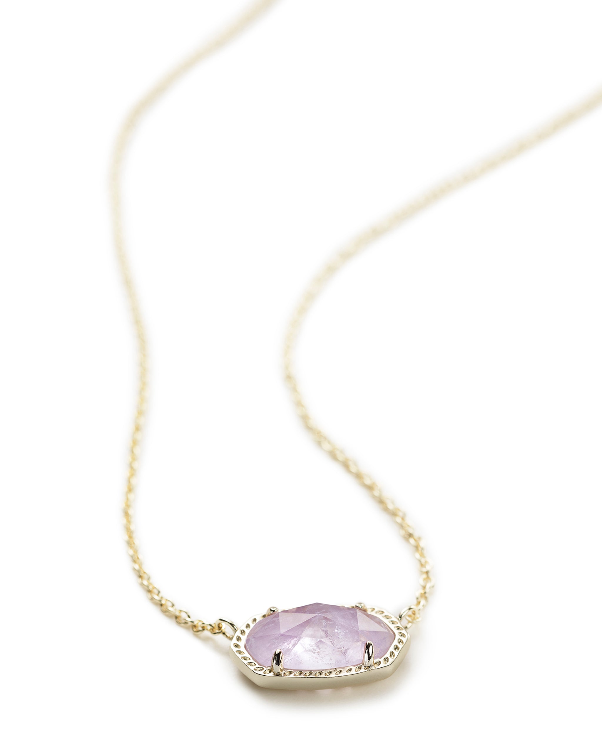 Kendra Scott Elisa Oval Pendant Necklace in Amethyst and Gold Plated