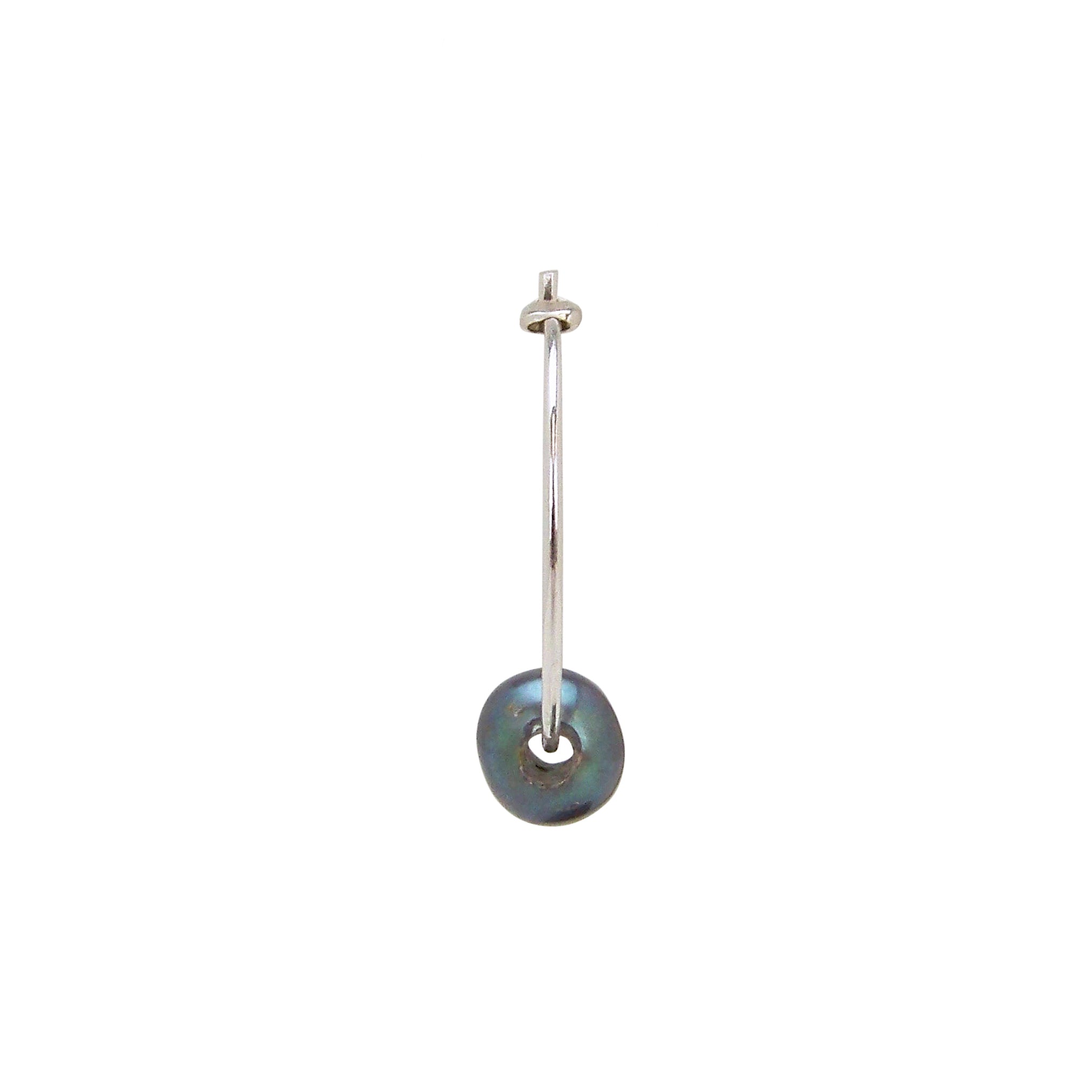side image of Chan Luu Petite Silver Hoop Earring with Peacock Pearl