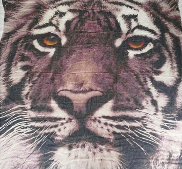 Blue Pacific Micromodal Artisan Tiger Animal Print Tapestry Scarf