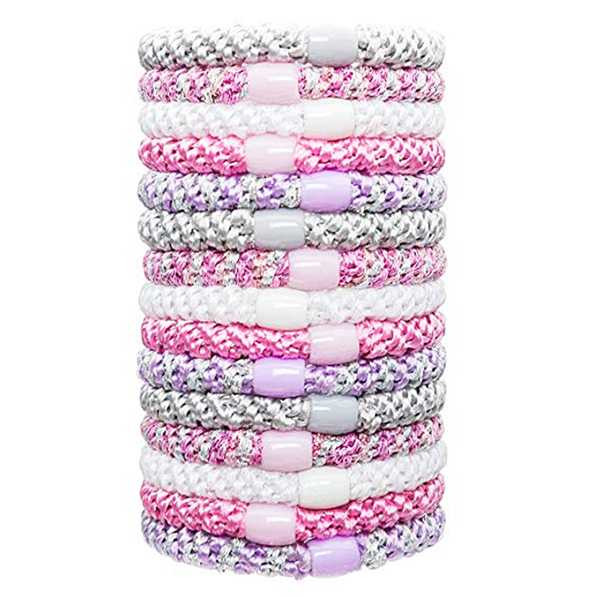 image of stacked L. Erickson Grab and Go Pony Tube Hair Ties in Princess 15 Pack