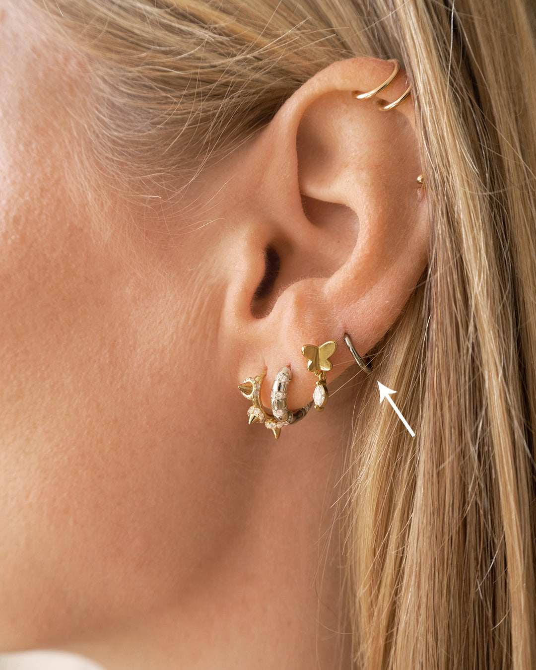 Luv Aj Endless Tiny Huggie Hoop Earrings in Polished Rhodium Plated