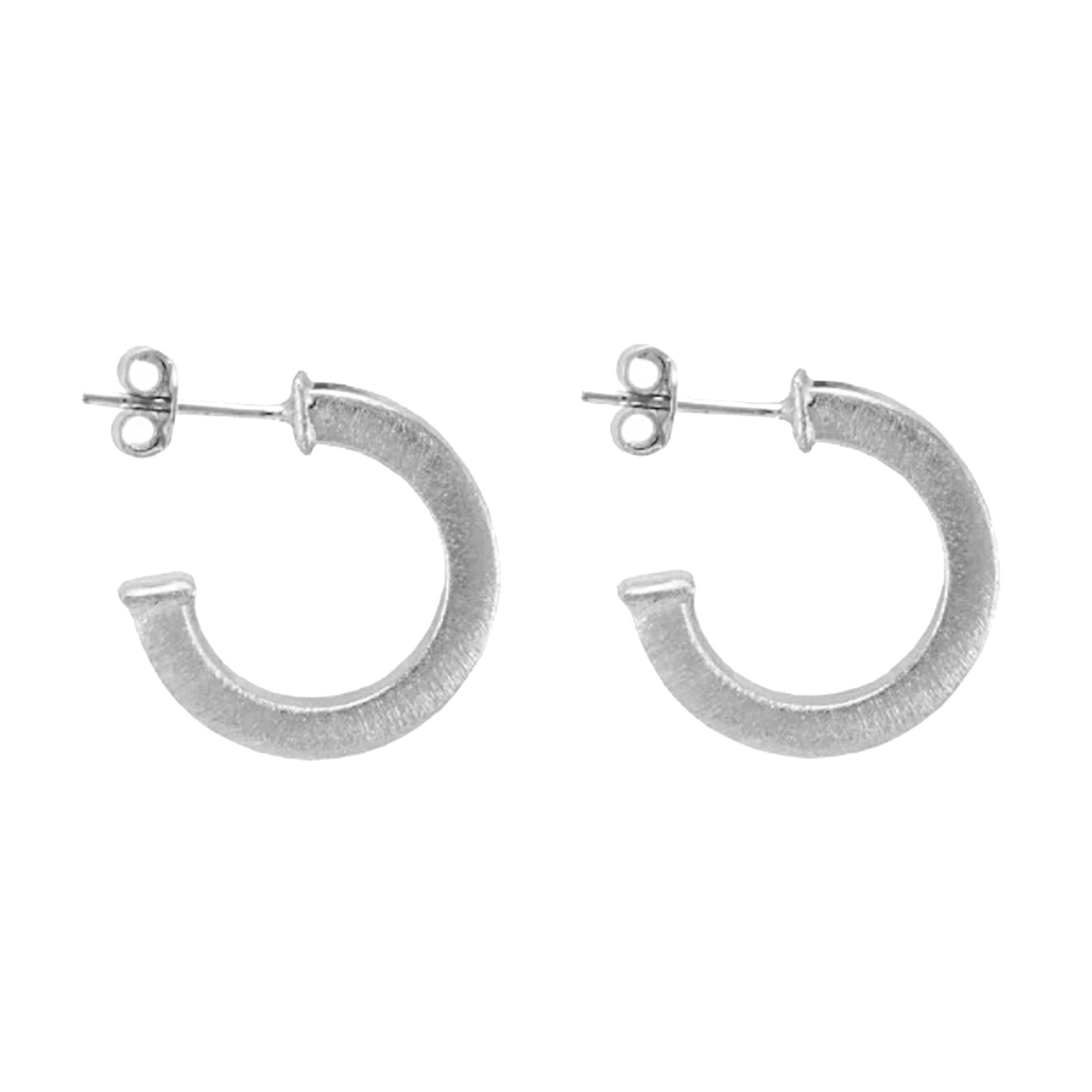 Sheila Fajl Bianca Petite Square Styled Hoop Earrings in Brushed Silver Plated