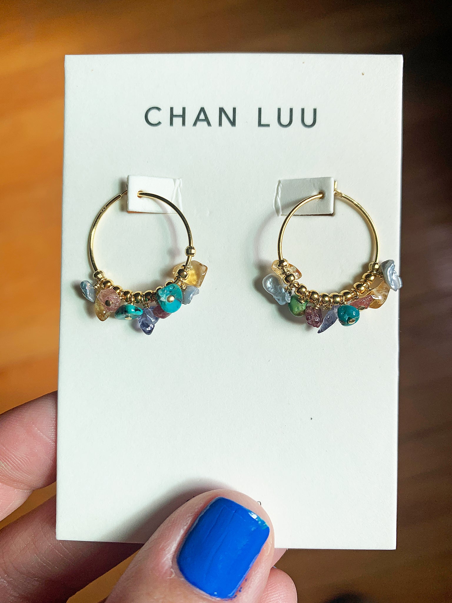 Chan Luu Heishi Small Hoop Earrings in Multi Mix and Gold