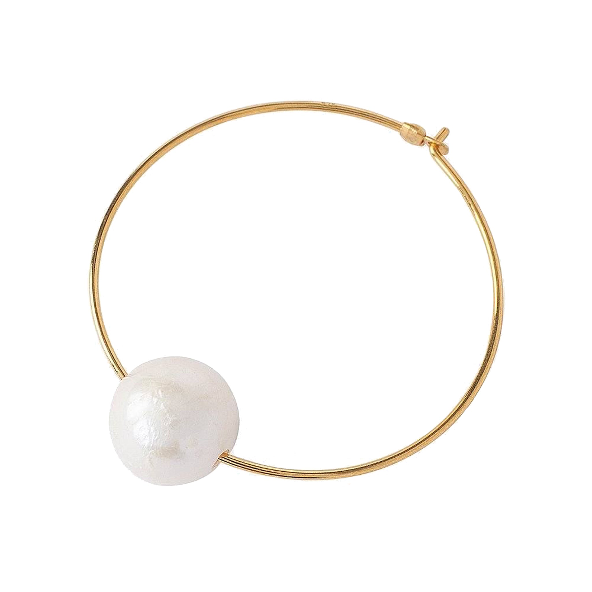 Chan Luu 1.50 Inch White Floating Pearl Hoops in Gold Plated