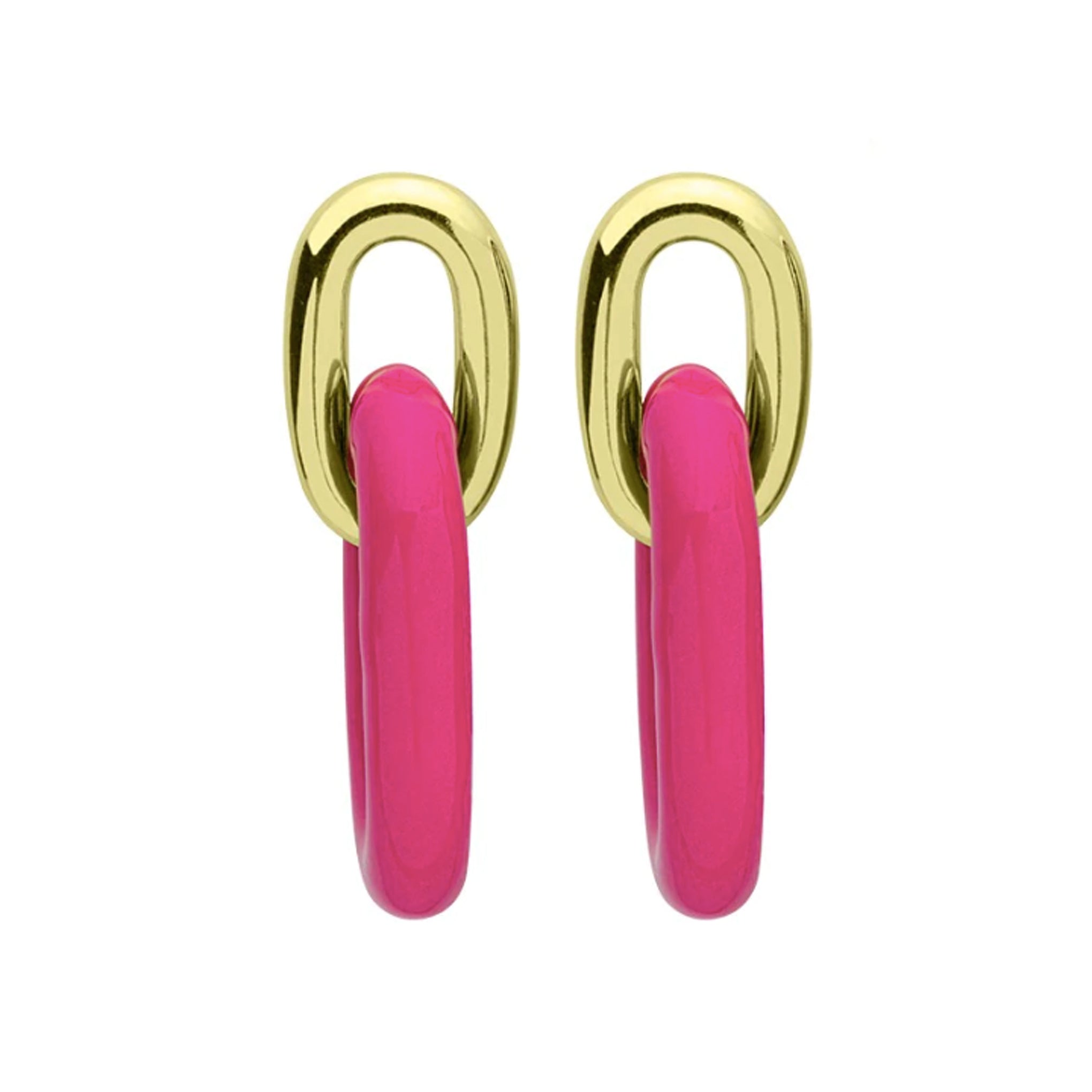 Sheila Fajl Small Shakedown Statement Earrings in Polished Gold and Pink
