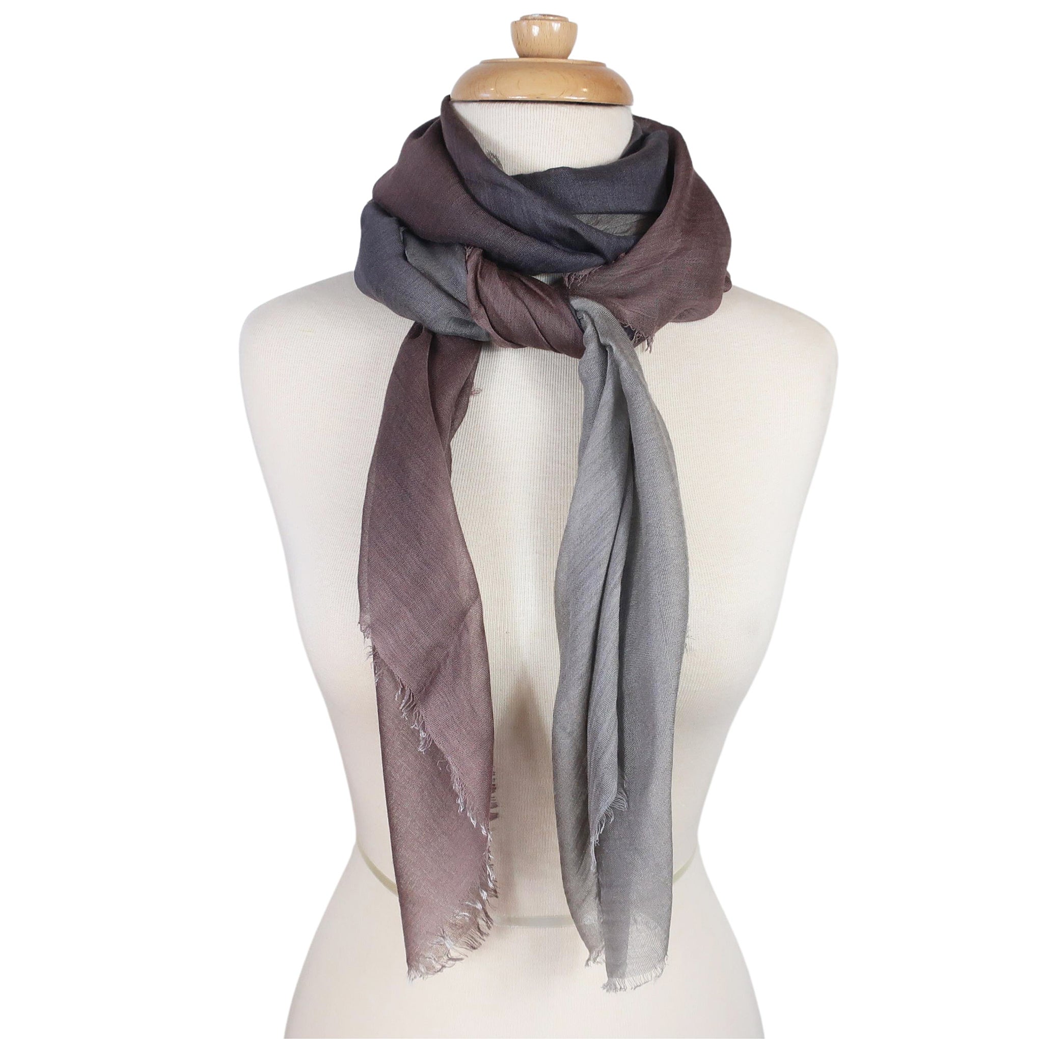 Blue Pacific Dream Cashmere and Silk Scarf in Desert Taupe 47 x 37