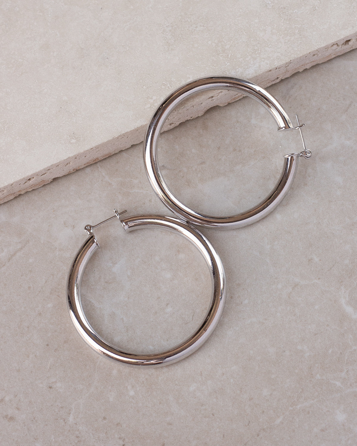 Luv Aj Amalfi Tube Hoop Earrings in Polished Rhodium Plated