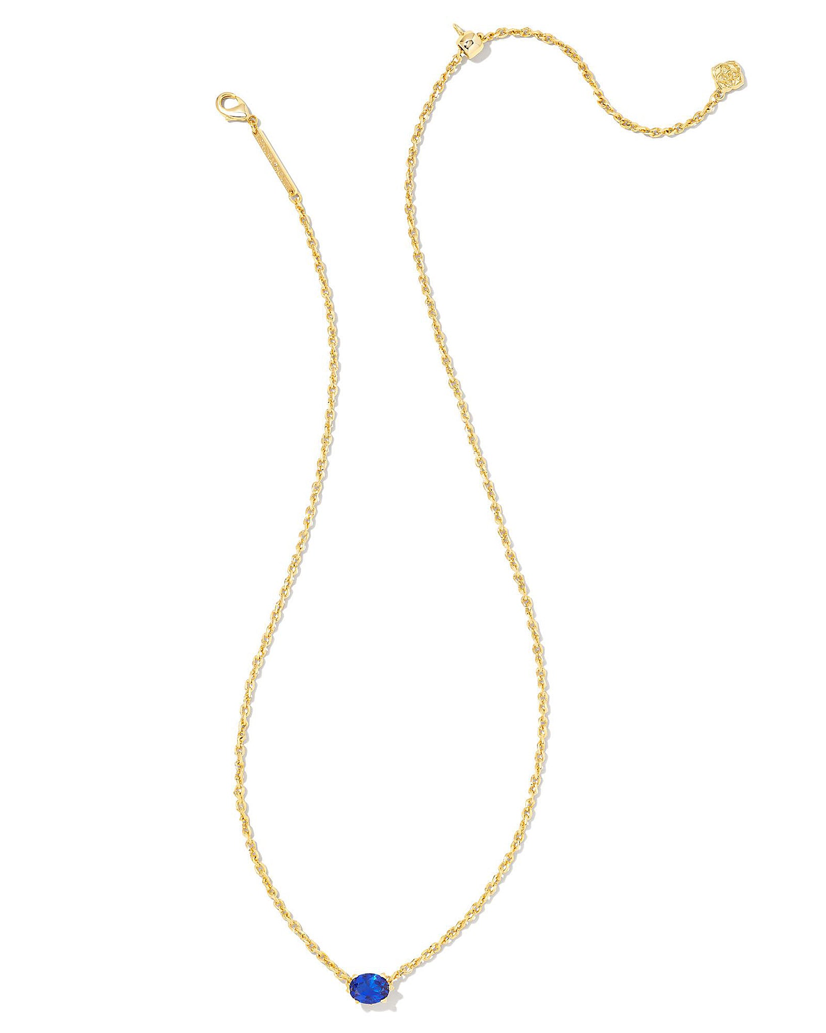 Kendra Scott Cailin Oval Pendant Necklace in Blue Crystal and Gold
