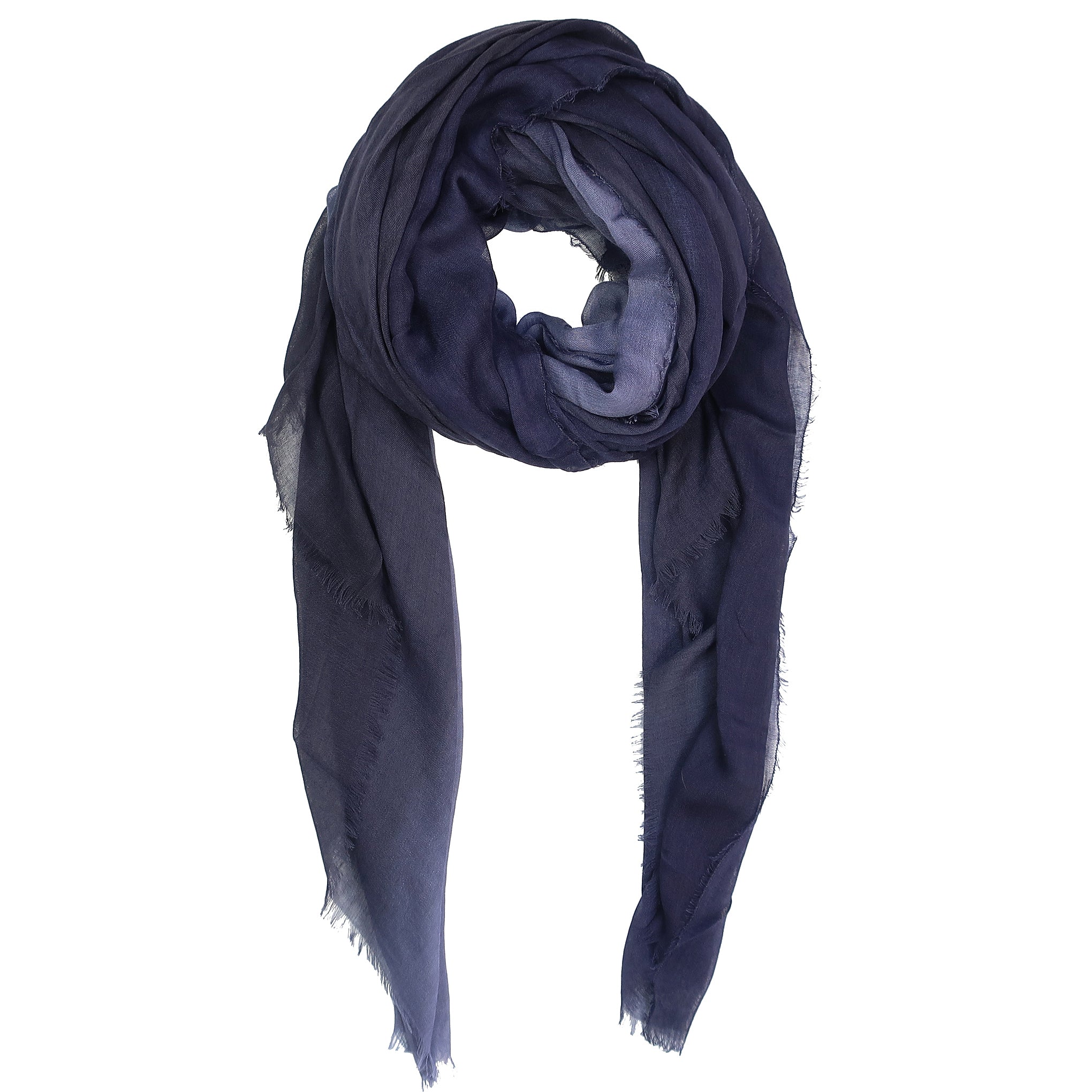 Blue Pacific Dream Cashmere and Silk Scarf in Vintage Indigo and Gray 47 x 37