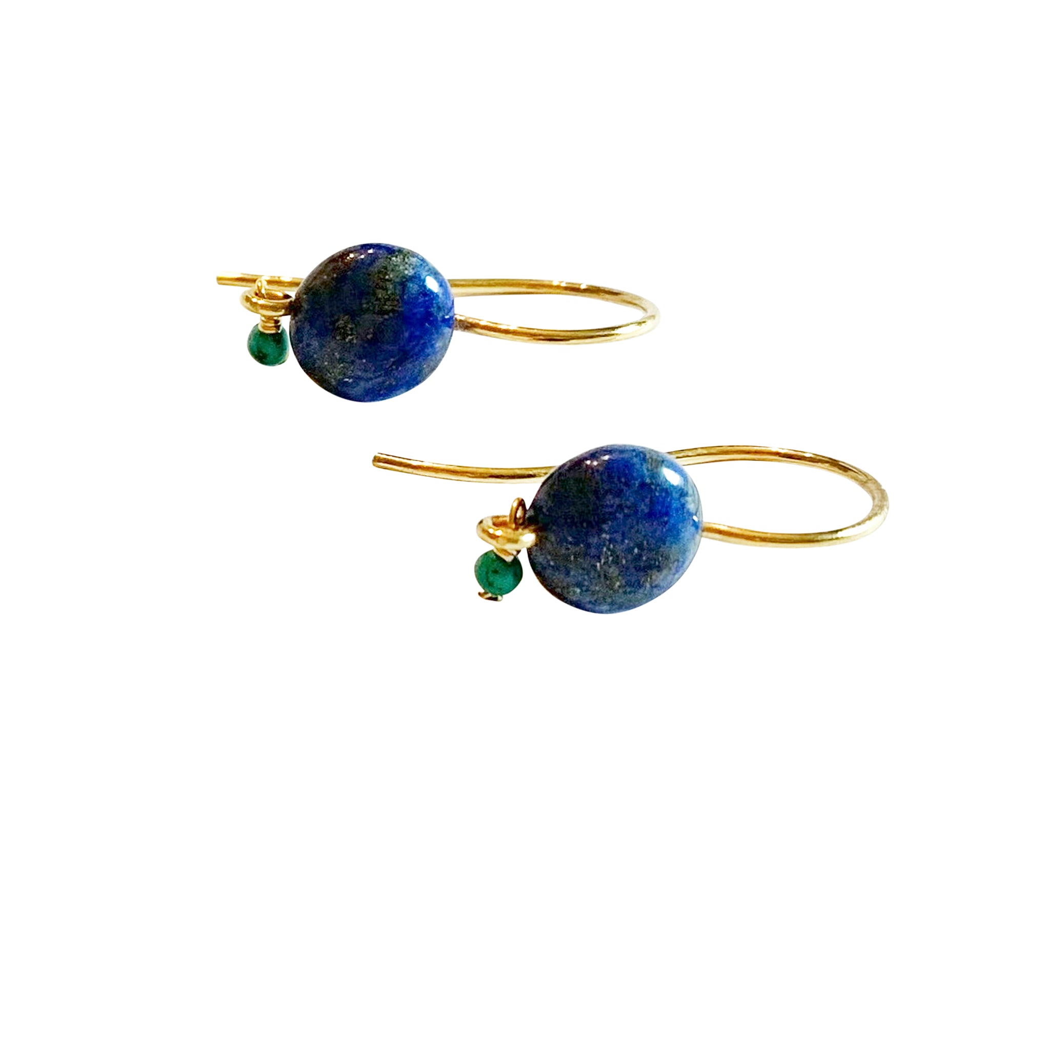Chan Luu Petite Dangle Thick Circle Charm Earrings in Blue Lapis and Gold Vermeil