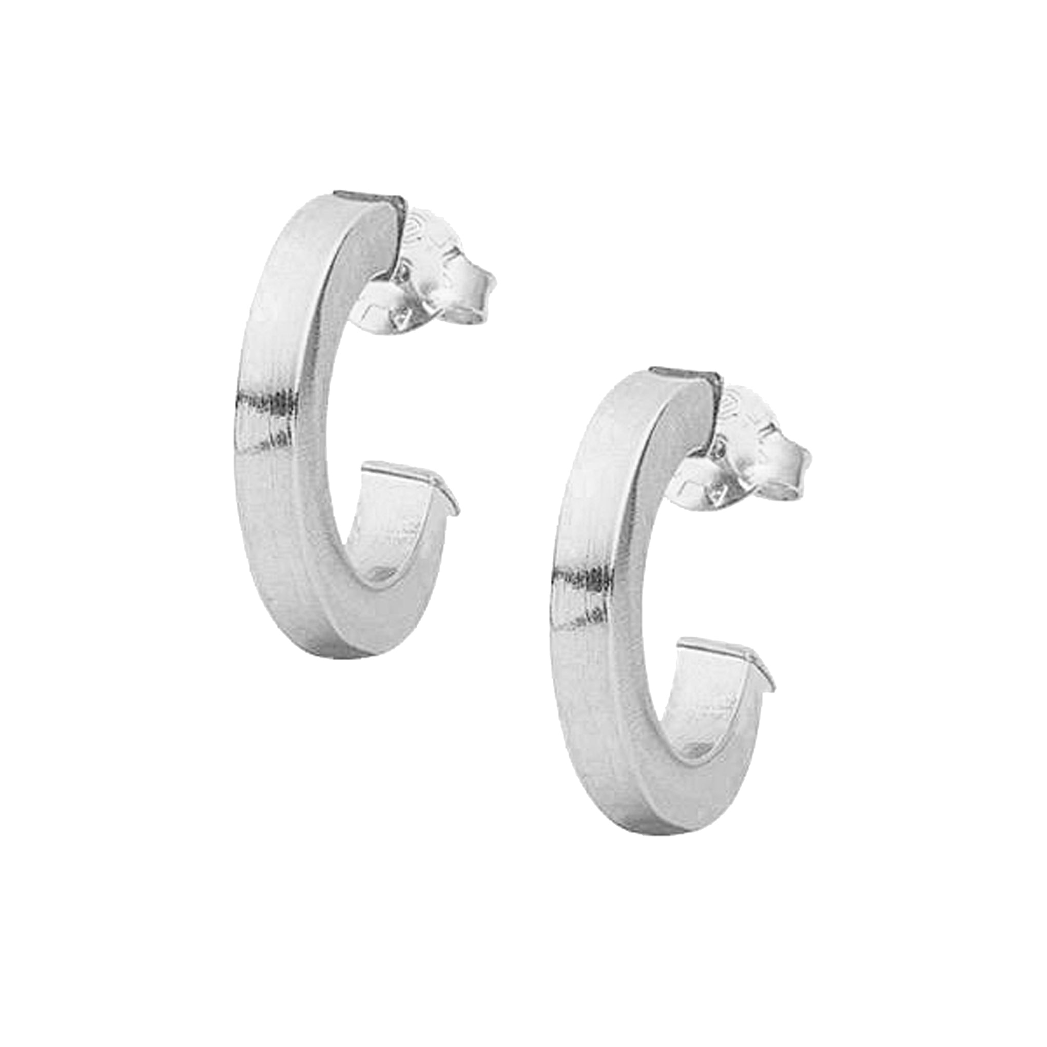 Sheila Fajl Bianca Petite Square Styled Hoop Earrings in Brushed Silver Plated