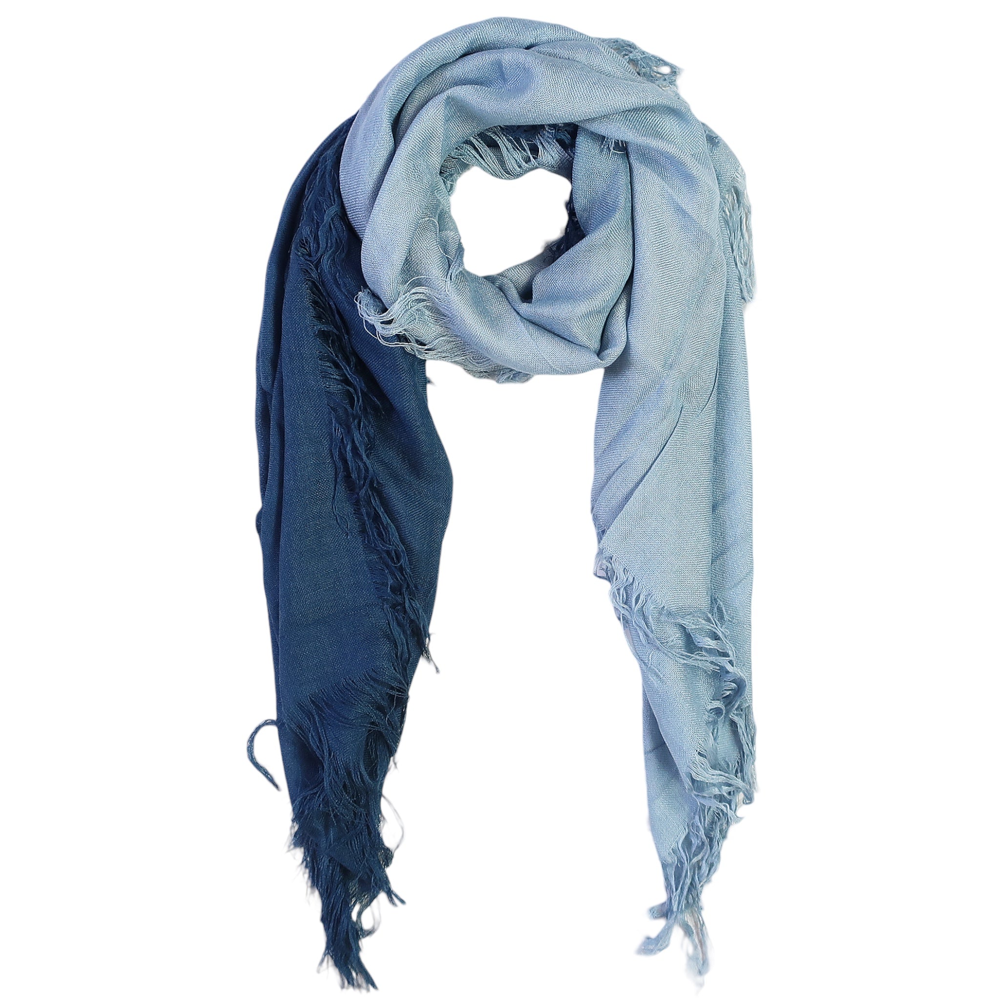 Blue Pacific Tissue Solid Micromodal Cashmere Scarf in Blueberry Denim 28 x 60