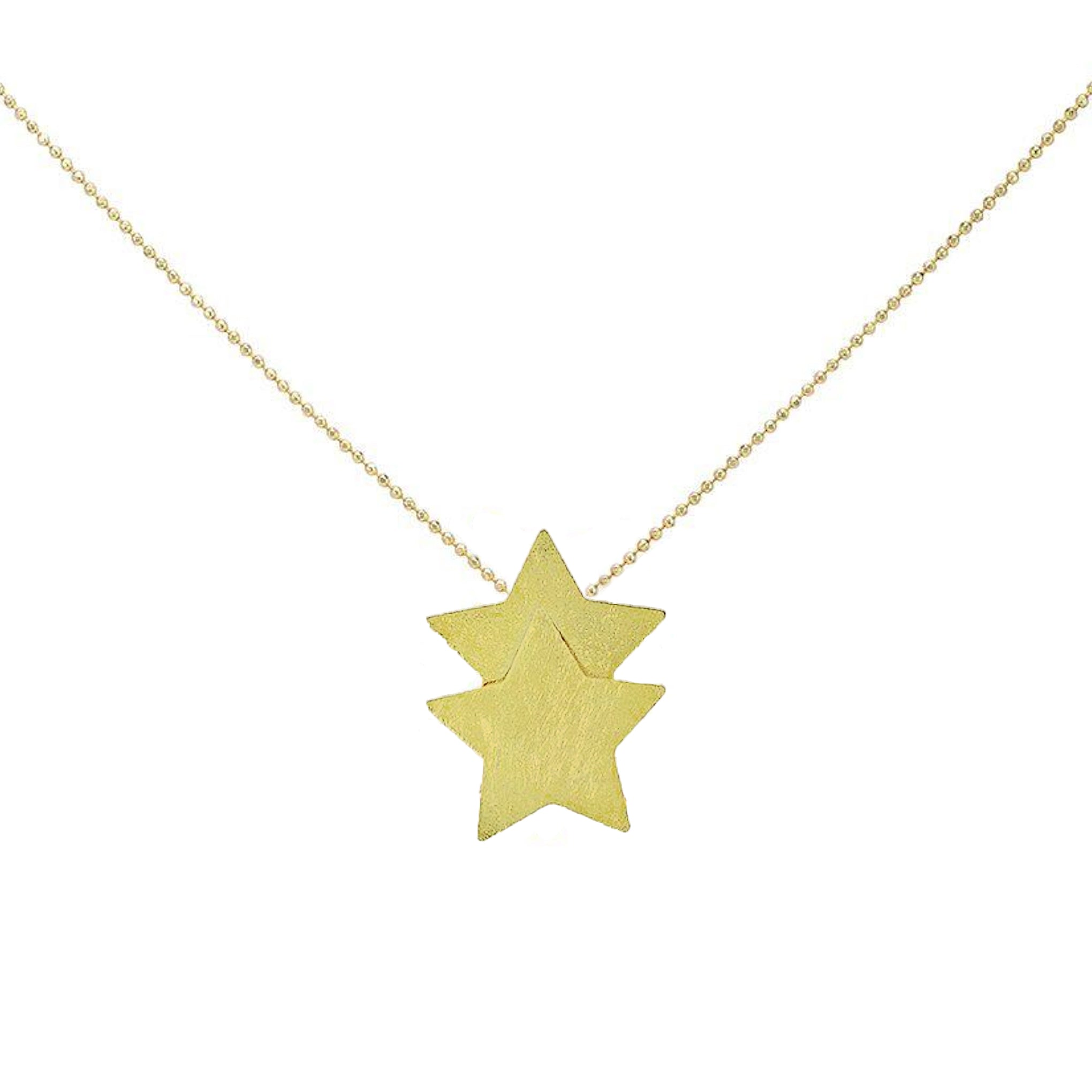 Detail image of Sheila Fajl Castor Double Star Pendant Necklace in Gold Plated