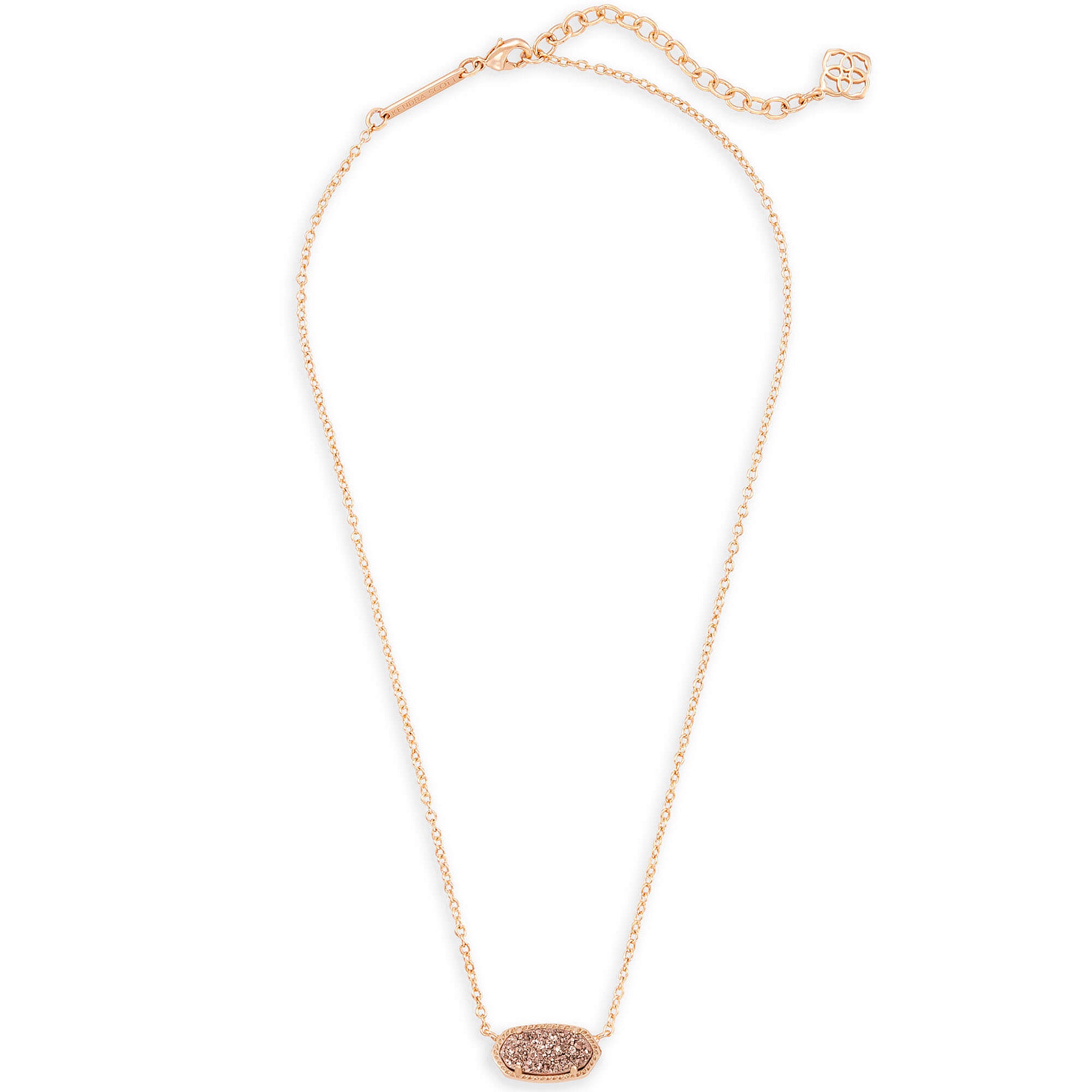 Kendra Scott Elisa Oval Pendant Necklace in Rose Gold Drusy and Rose Gold