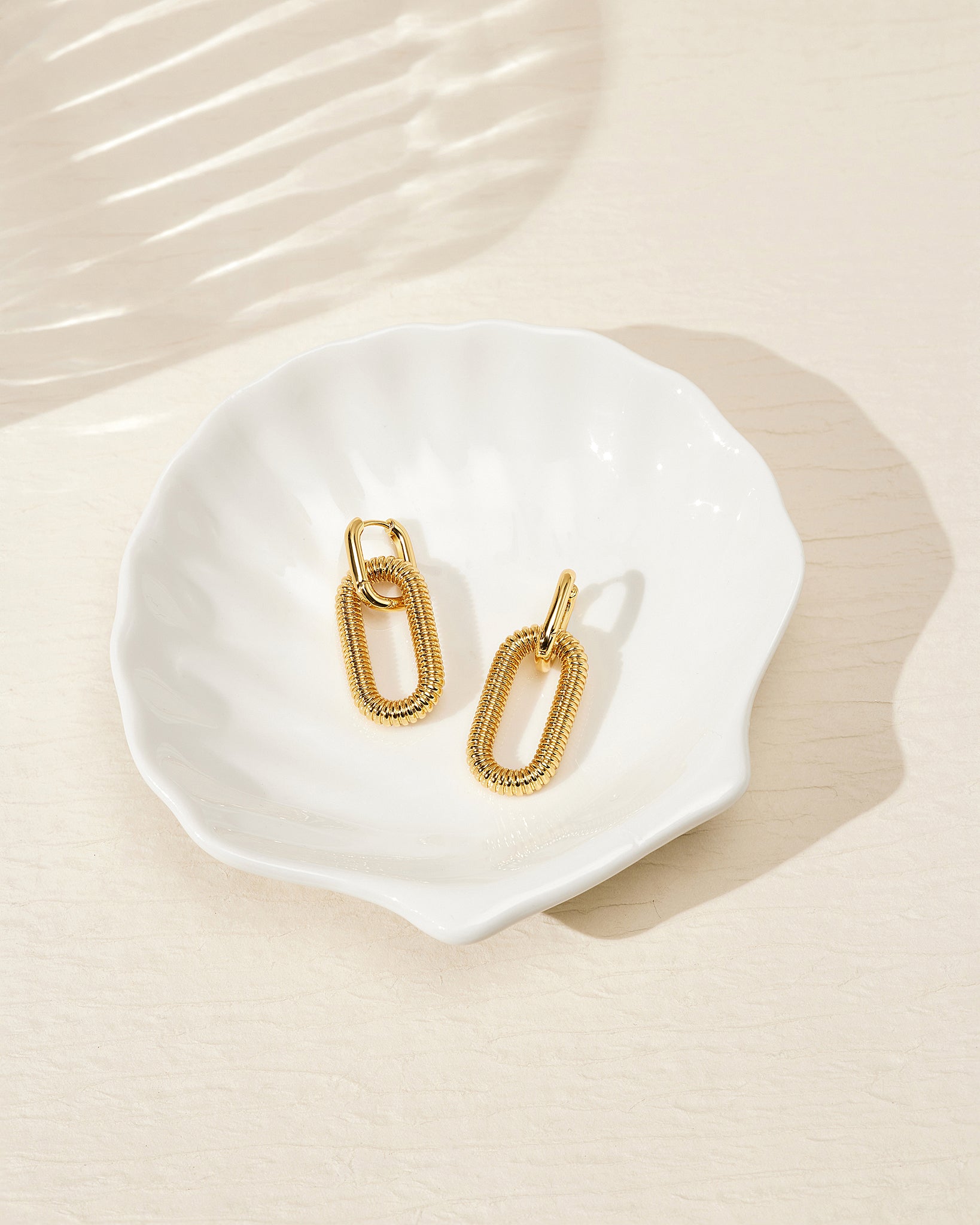 Luv Aj Le Signe Chain Link Loop Hoop Dangle Earrings in Gold Plated