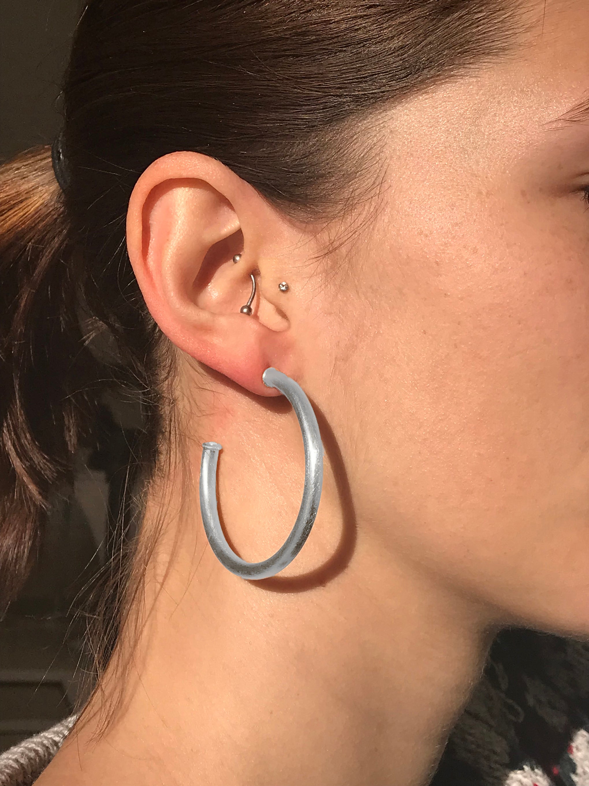 Sheila Fajl Smaller Favorite Tubular Hoop Earrings in Silver