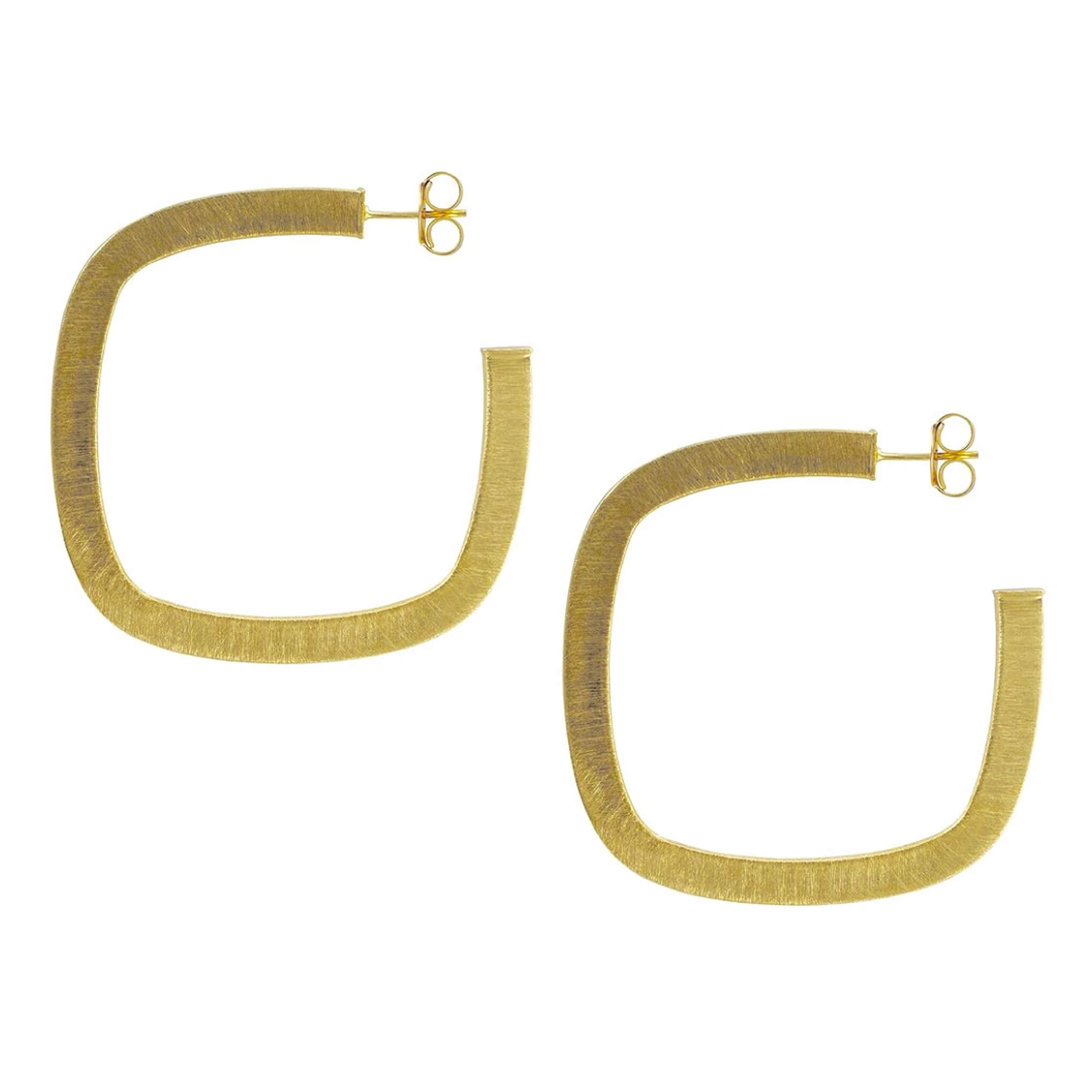 side image of Sheila Fajl Elisa Square Hoop Earrings in Gold Plated