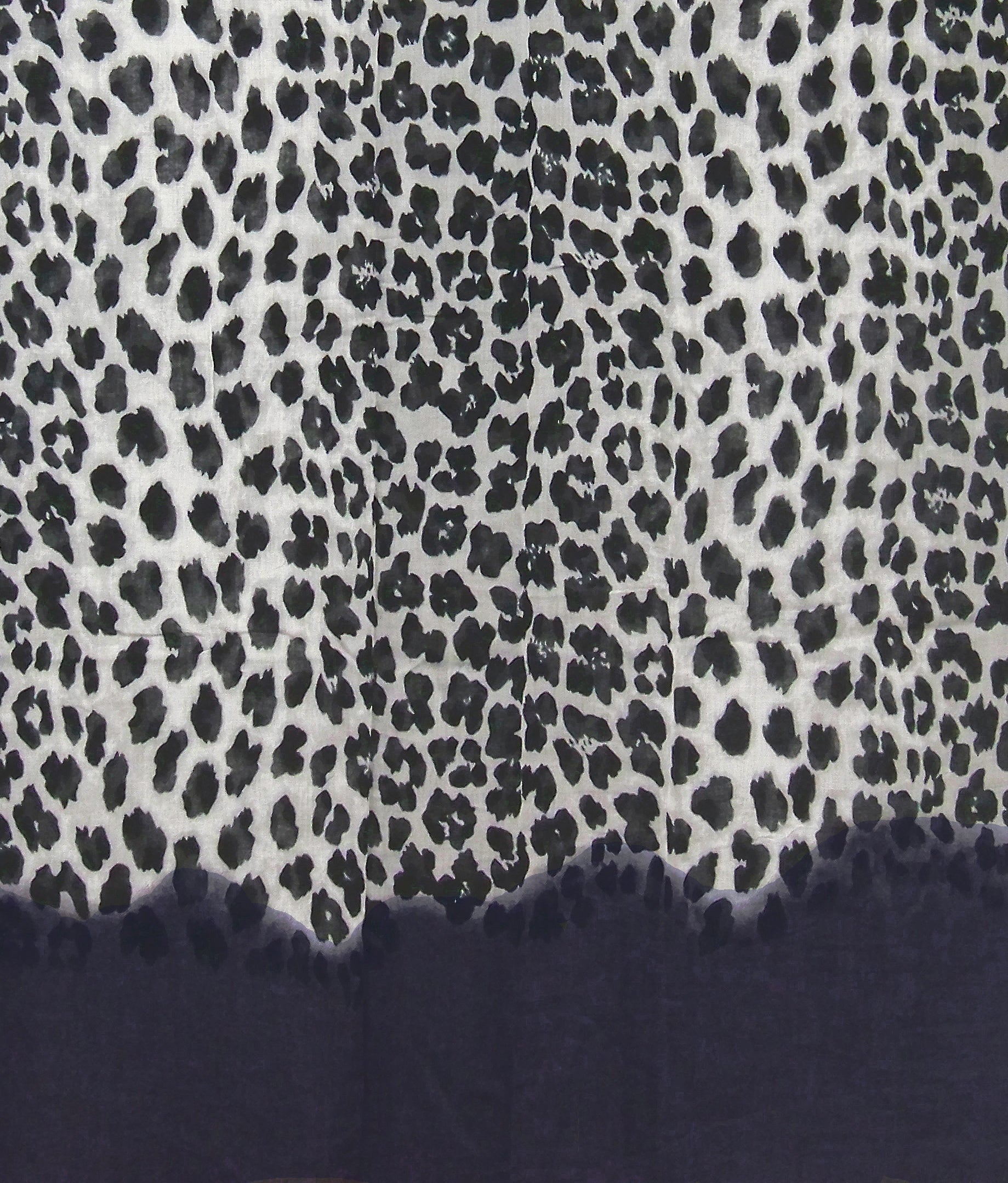 Blue Pacific Animal Print Cashmere Silk Scarf in Grey and Snow 78 x 22